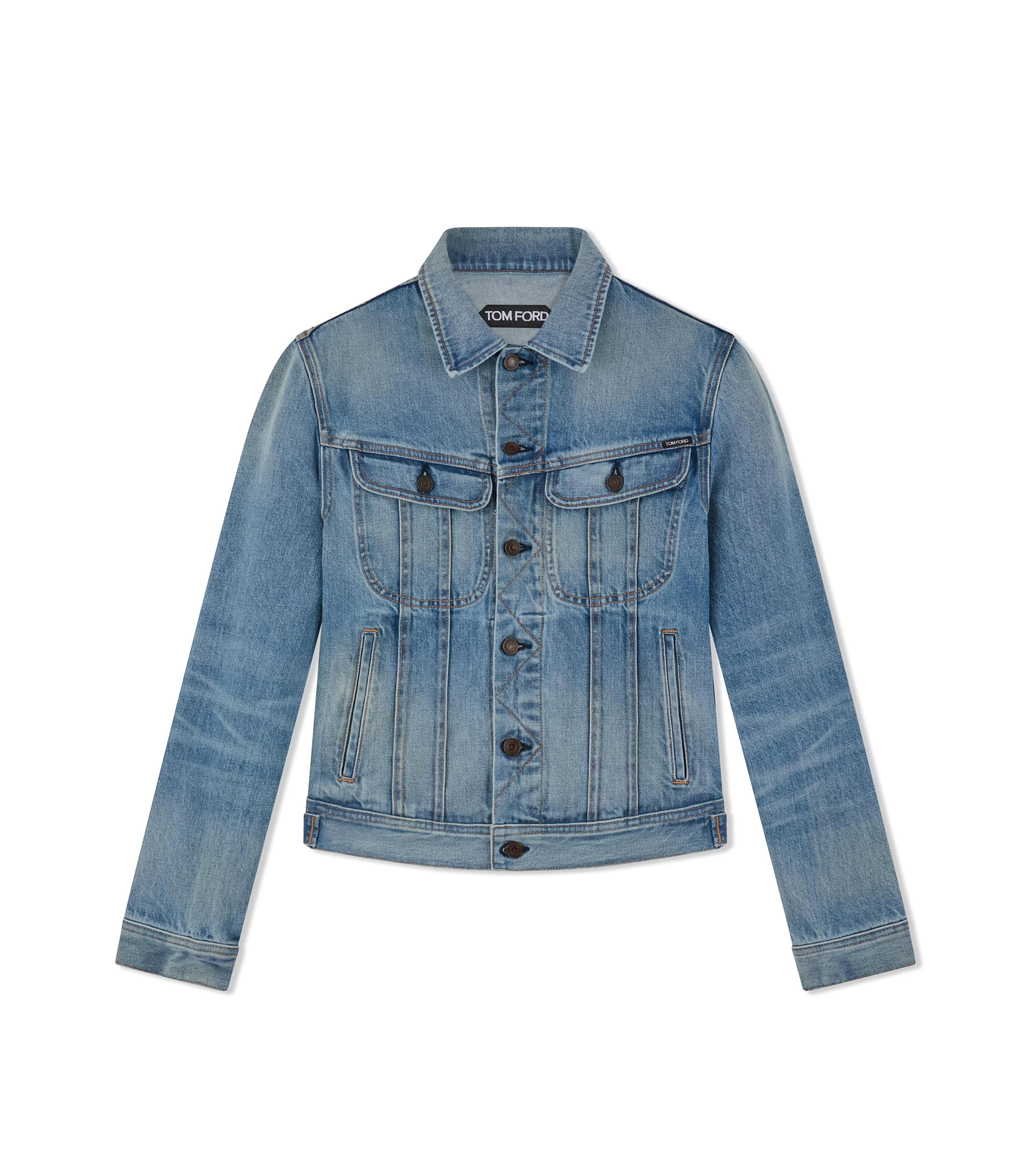 TOM FORD AGED LIGHT WASH ICON DENIM JACKET WASHED BLUE^MEN Outerwear