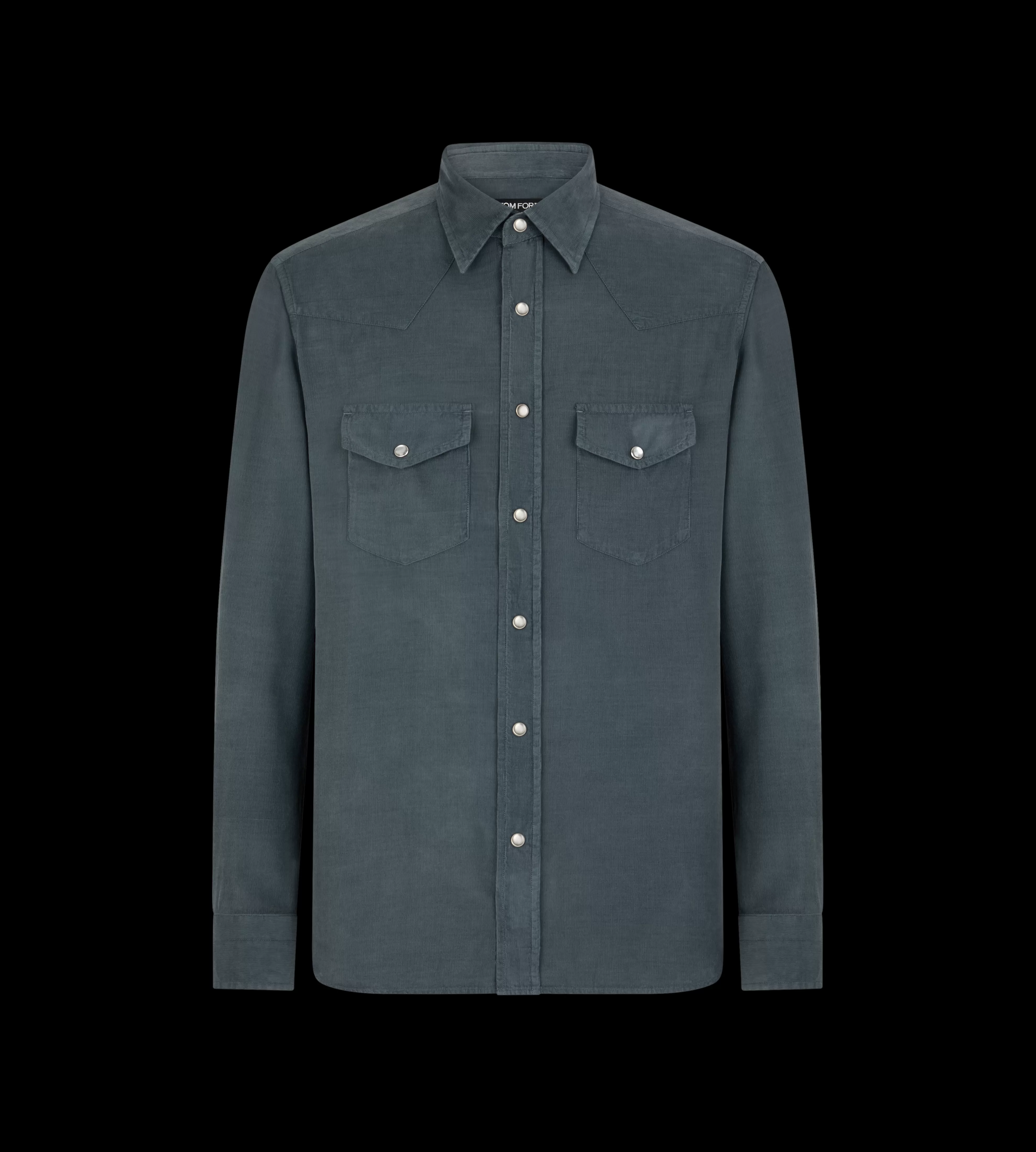 TOM FORD BABY CORD WESTERN SHIRT SMOKE^MEN SPRING 24