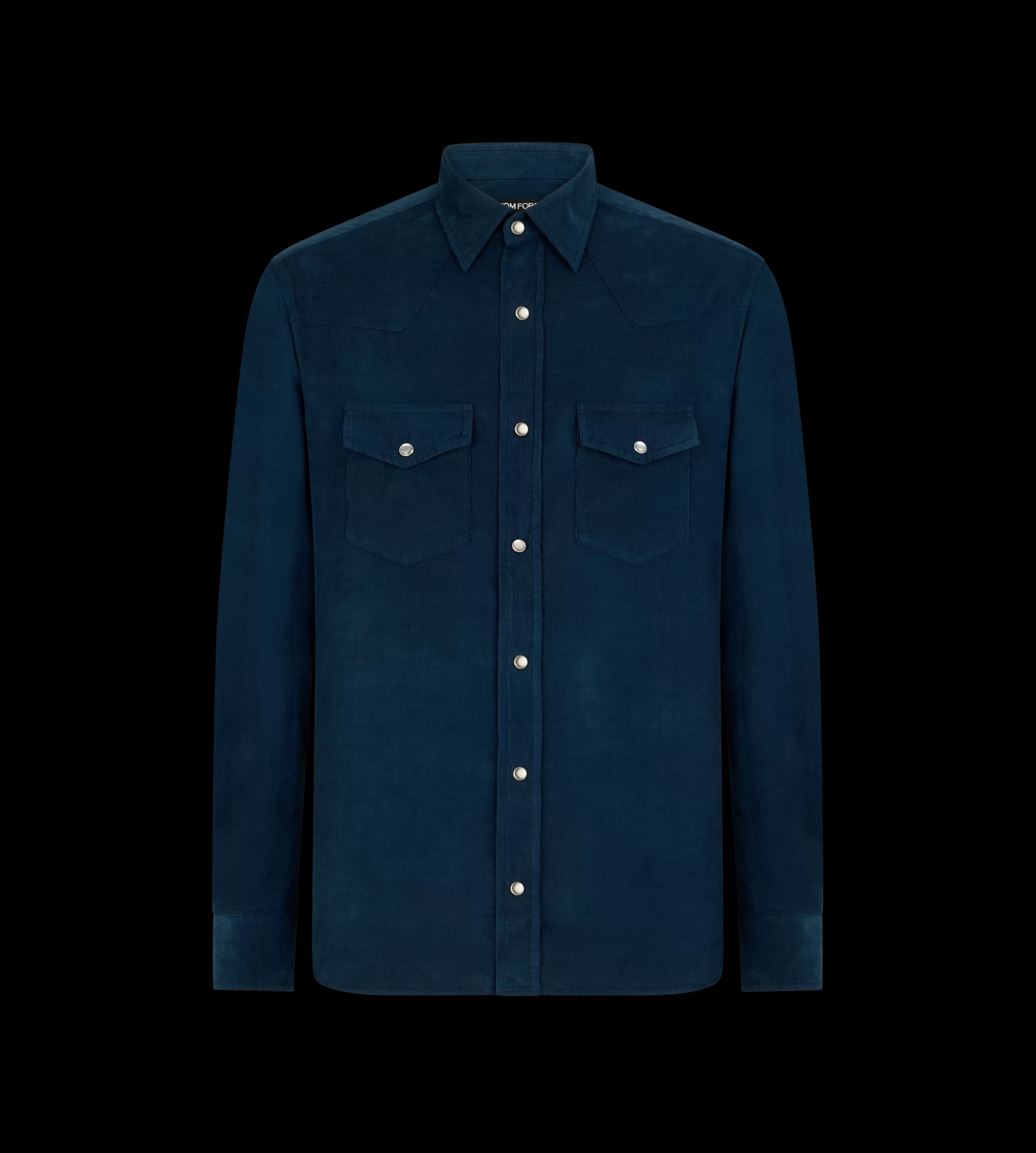 TOM FORD BABY CORD WESTERN SHIRT INDIGO^MEN SPRING 24