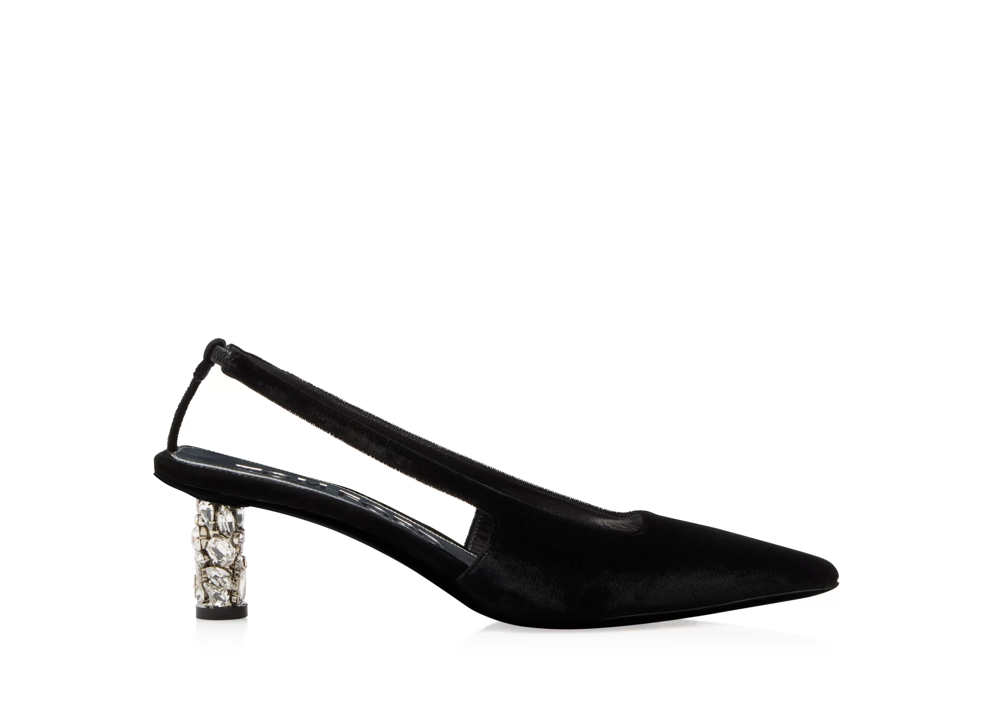 TOM FORD BEJEWELED VELVET SLINGBACK BLACK^WOMEN Pumps