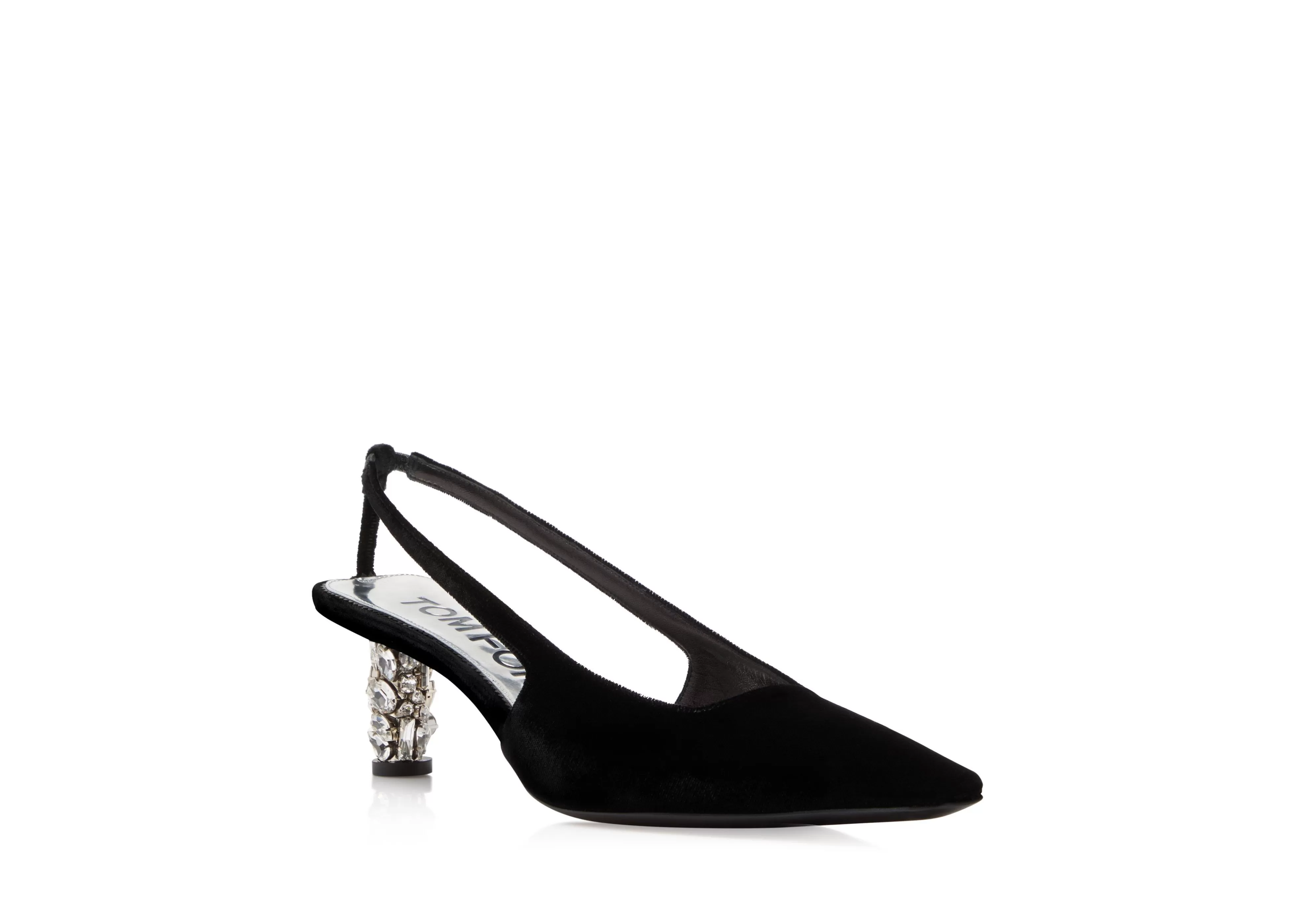 TOM FORD BEJEWELED VELVET SLINGBACK BLACK^WOMEN Pumps