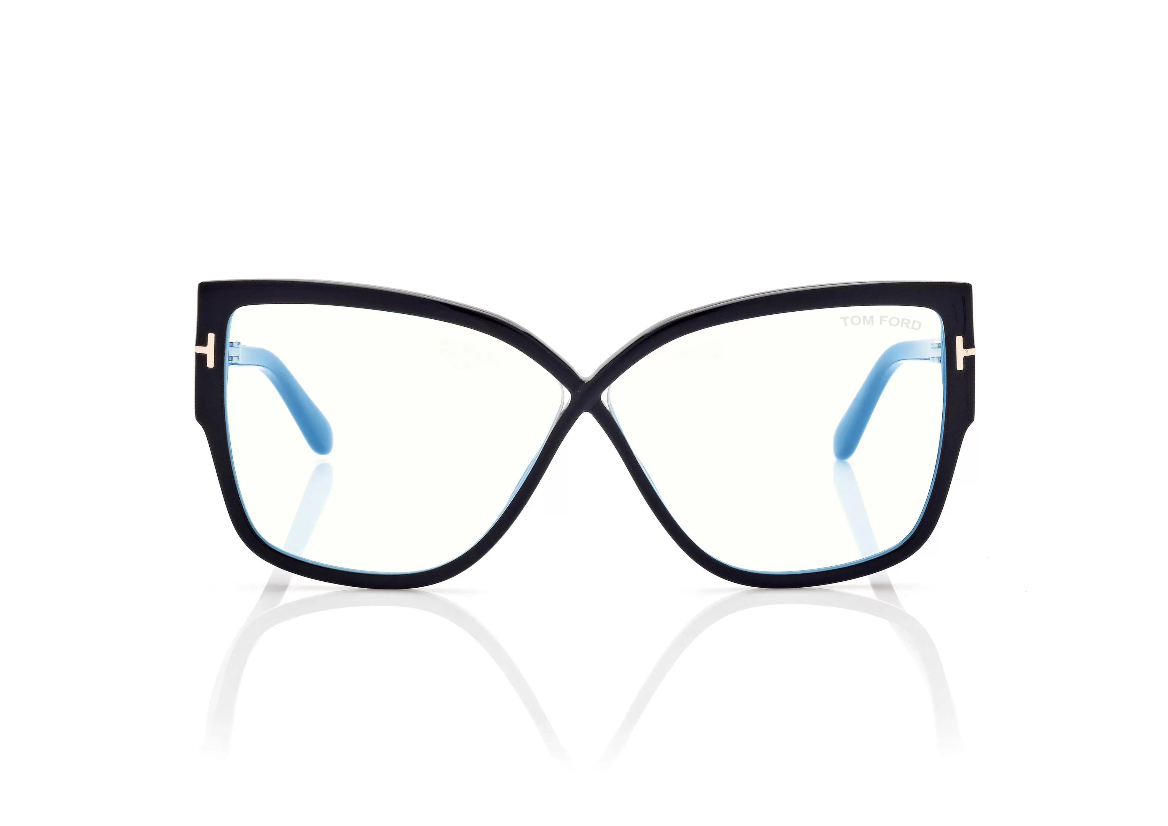 TOM FORD BLUE BLOCK ROUNDED BUTTERFLY OPTICALS BLACK^EYEWEAR BLUE BLOCK COLLECTION