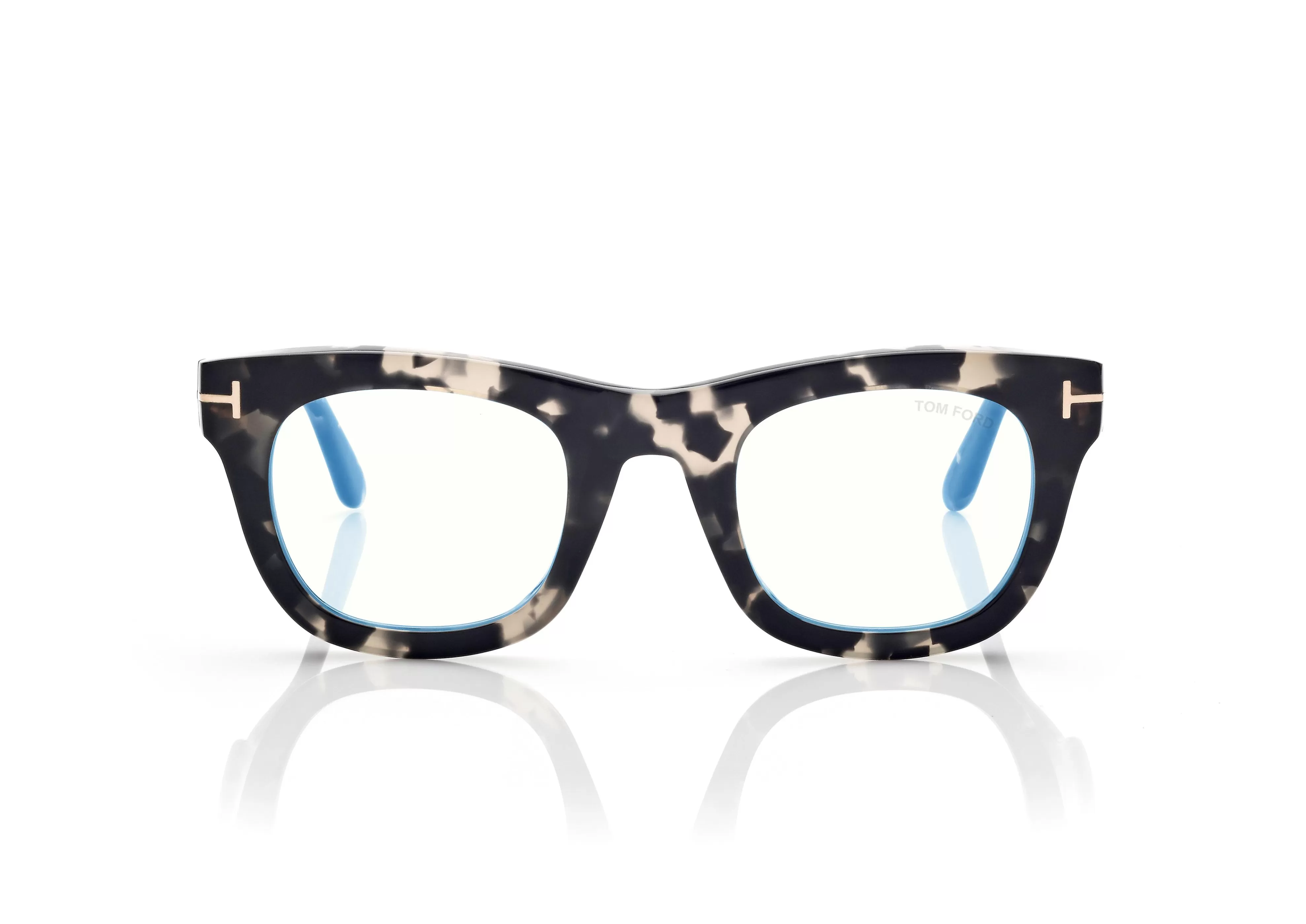 TOM FORD BLUE BLOCK  SOFT SQUARED OPTICALS BLACK + BROWN^EYEWEAR BLUE BLOCK COLLECTION