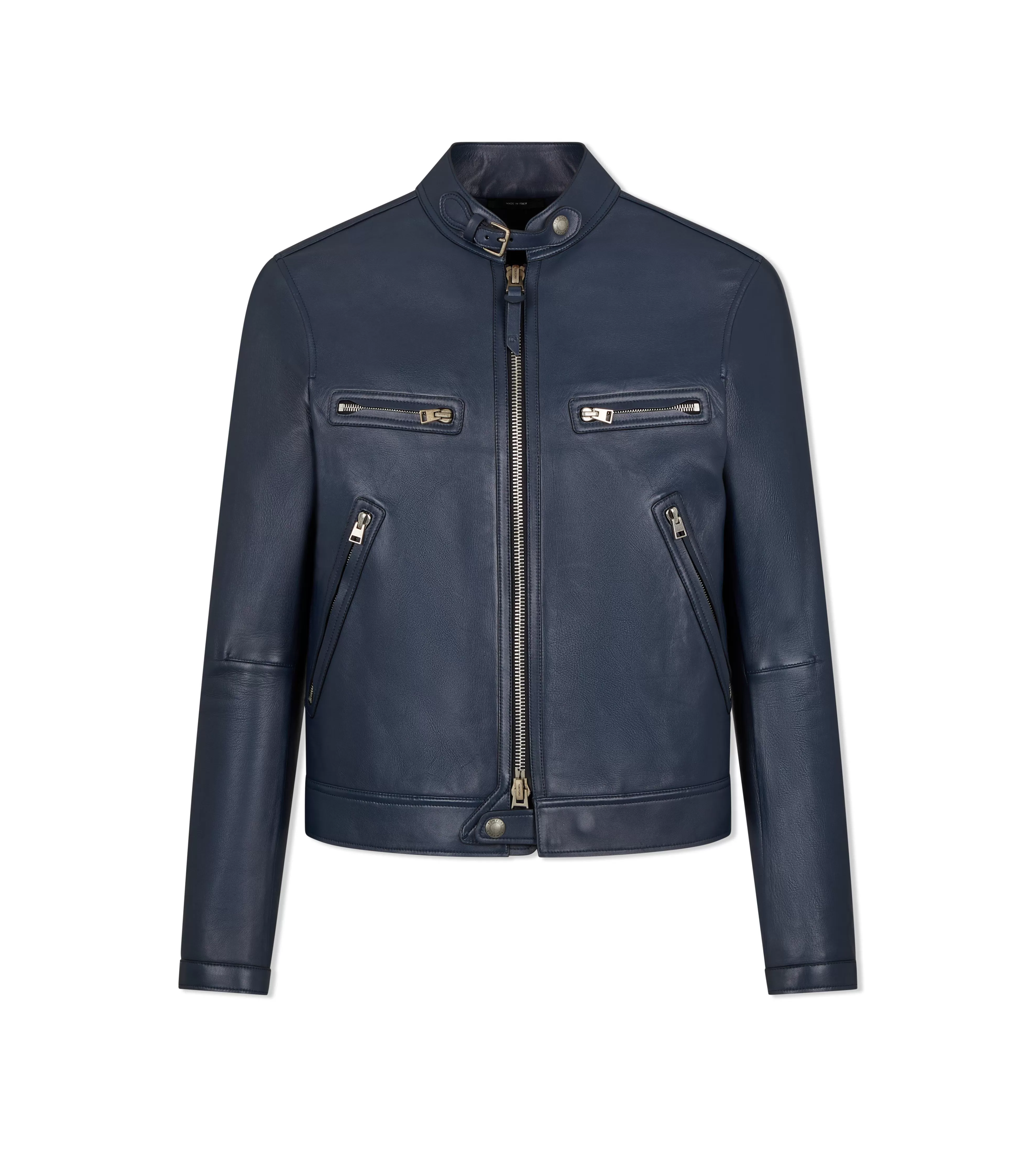 TOM FORD BONDED NAPPA PLONGE ZIP RACER JACKET BLUE^MEN Outerwear