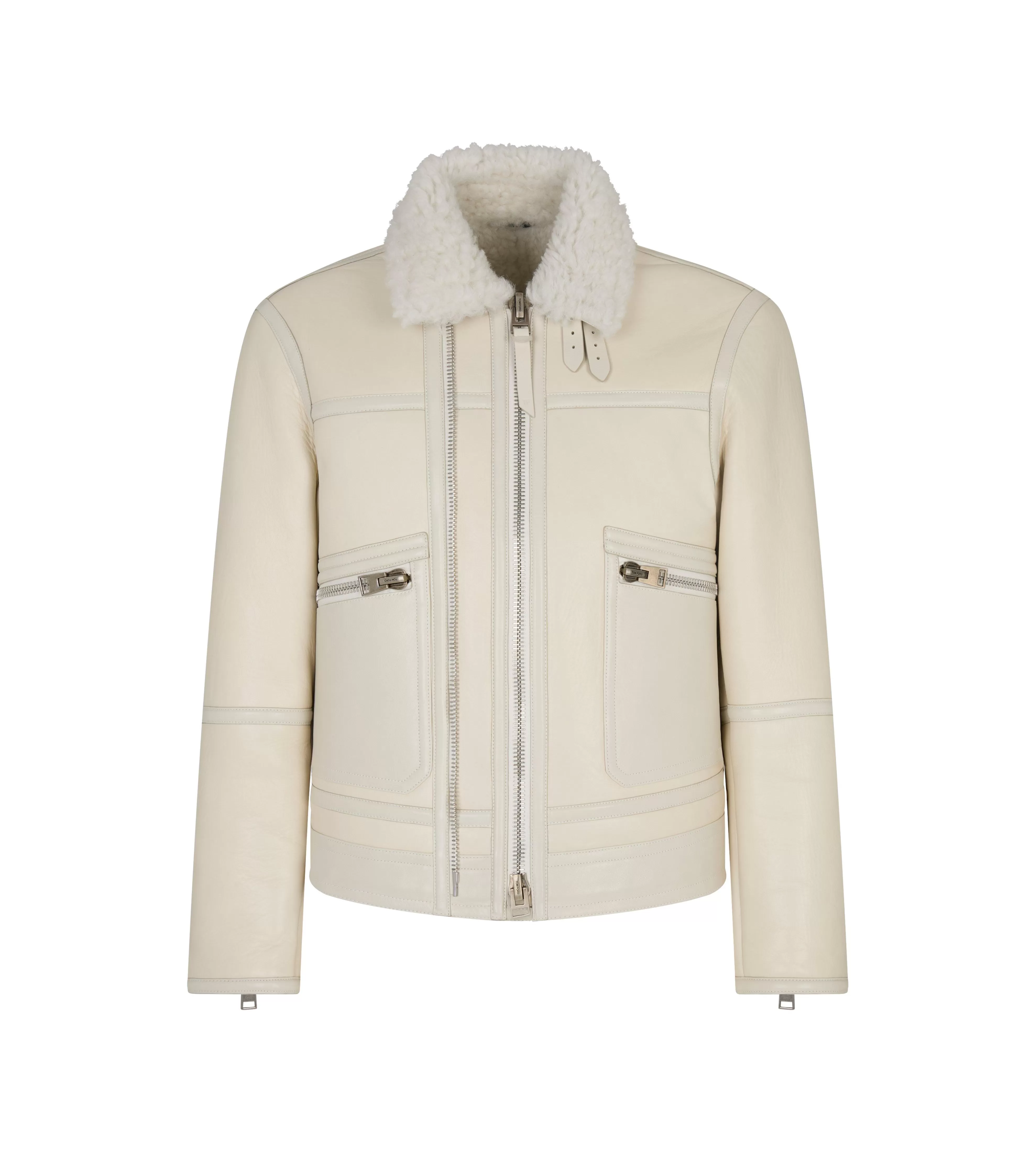 TOM FORD BONDED SHEALING NAPPA BOMBER CAMELIA CREAM^MEN | MEN Outerwear | AUTUMN/WINTER 23