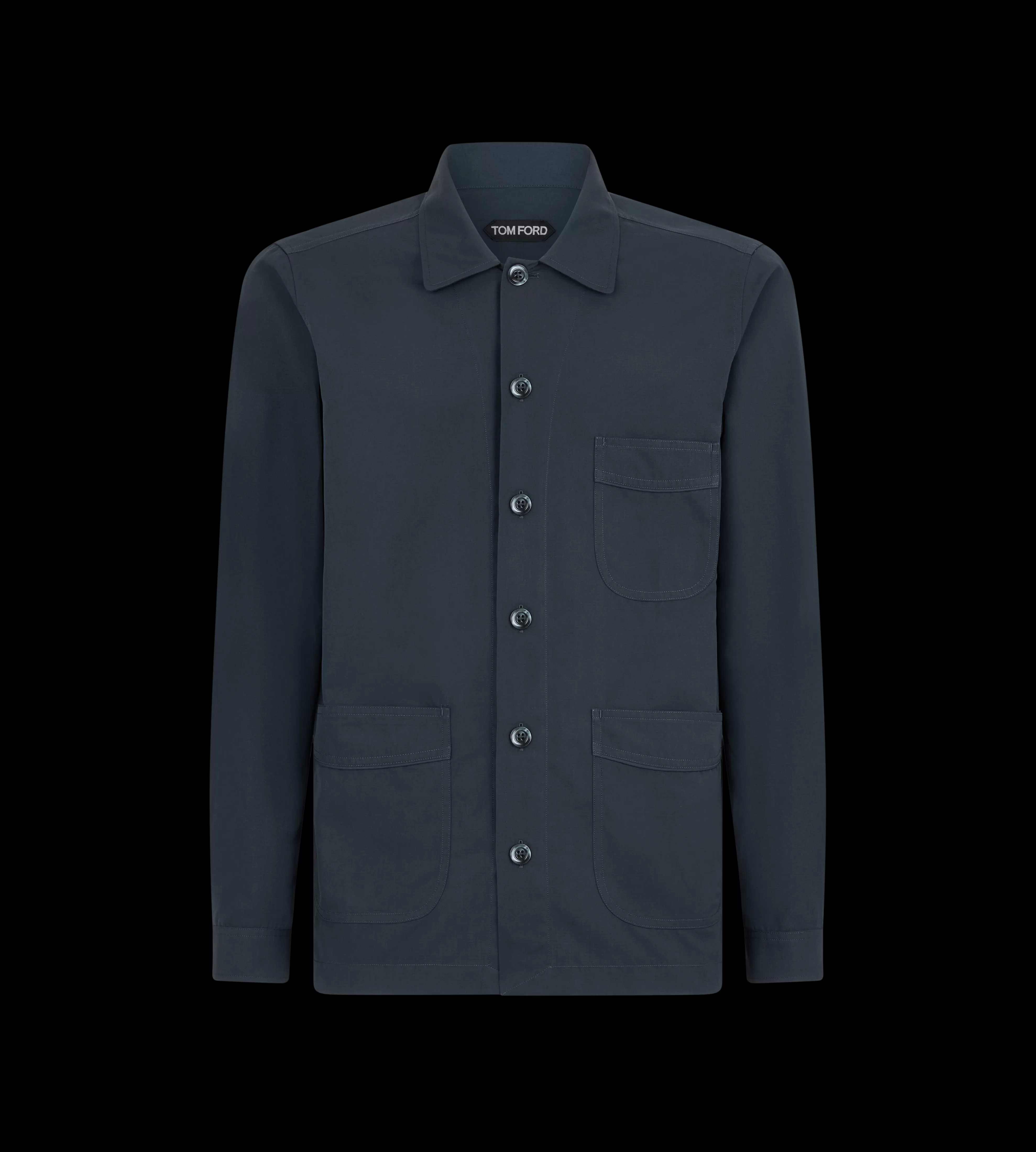 TOM FORD BRUSHED COTTON SILK PAJAMA SHIRT INK BLUE^MEN | MEN | MEN Shirts | JETSETTER EDIT | SPRING 24