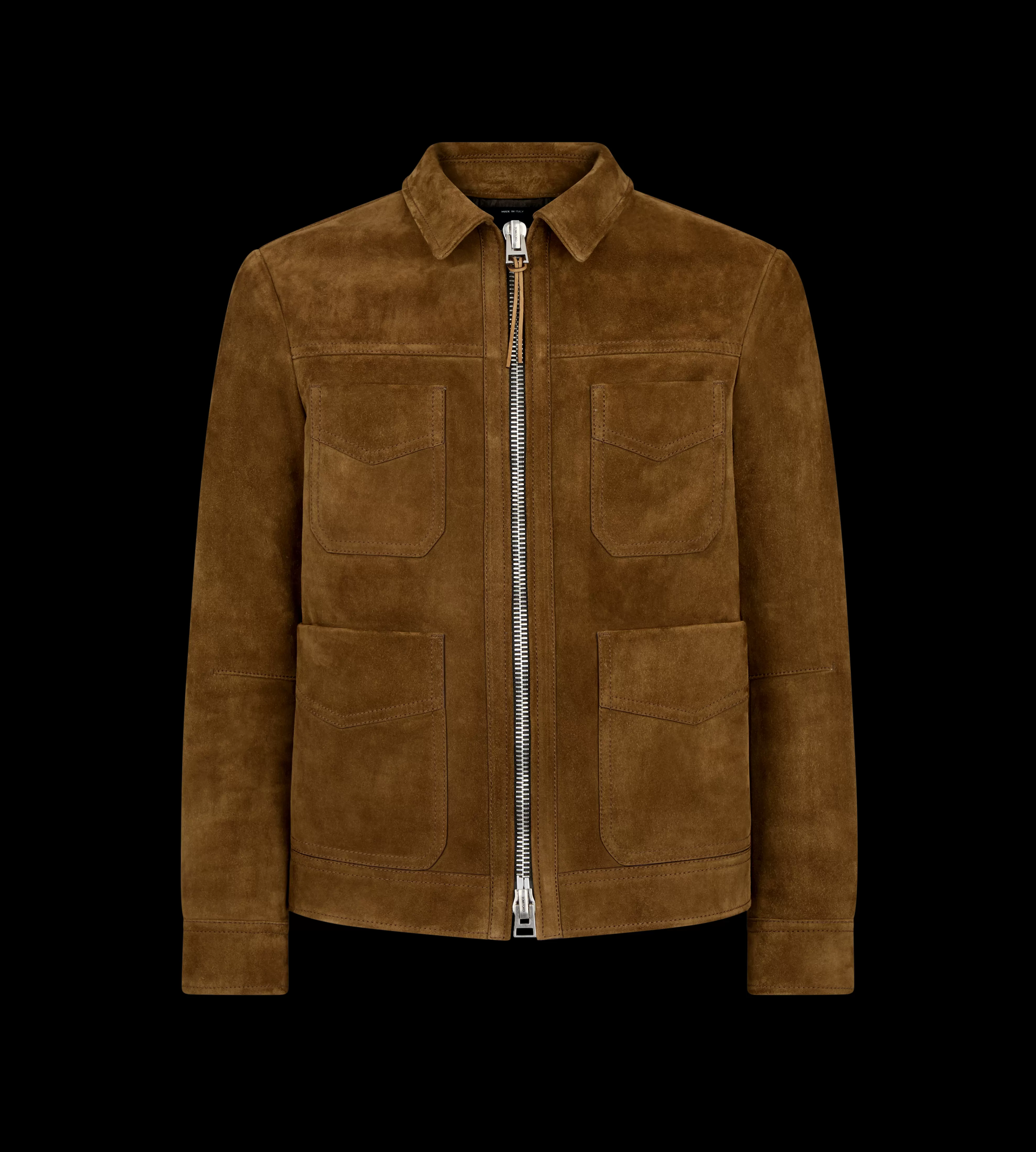 TOM FORD BRUSHED HEATHERED SUEDE FOUR POCKET BLOUSON CIGAR^MEN | MEN Outerwear | SPRING 24