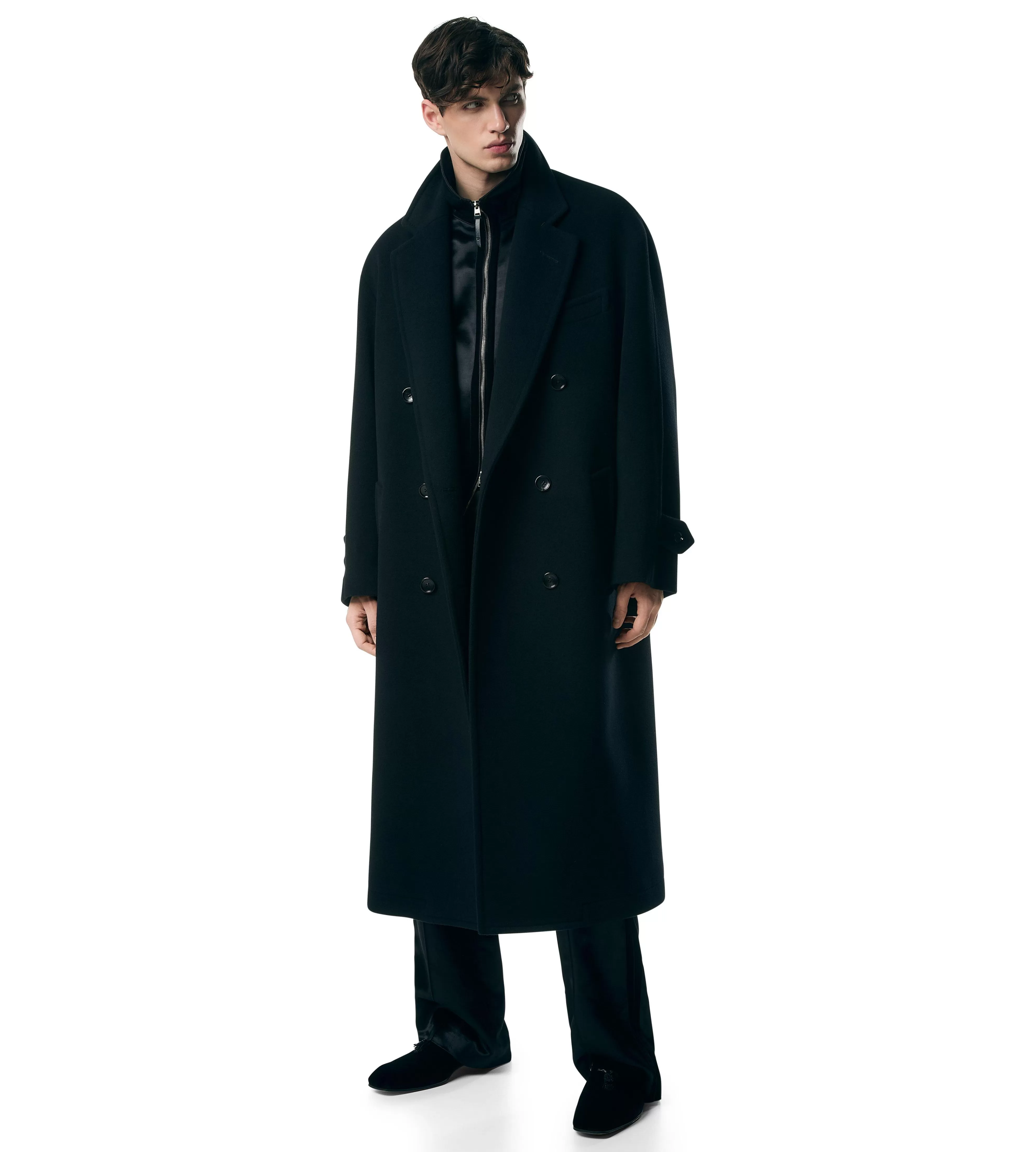 TOM FORD BRUSHED HERRINGBONE COAT BLACK^MEN Outerwear