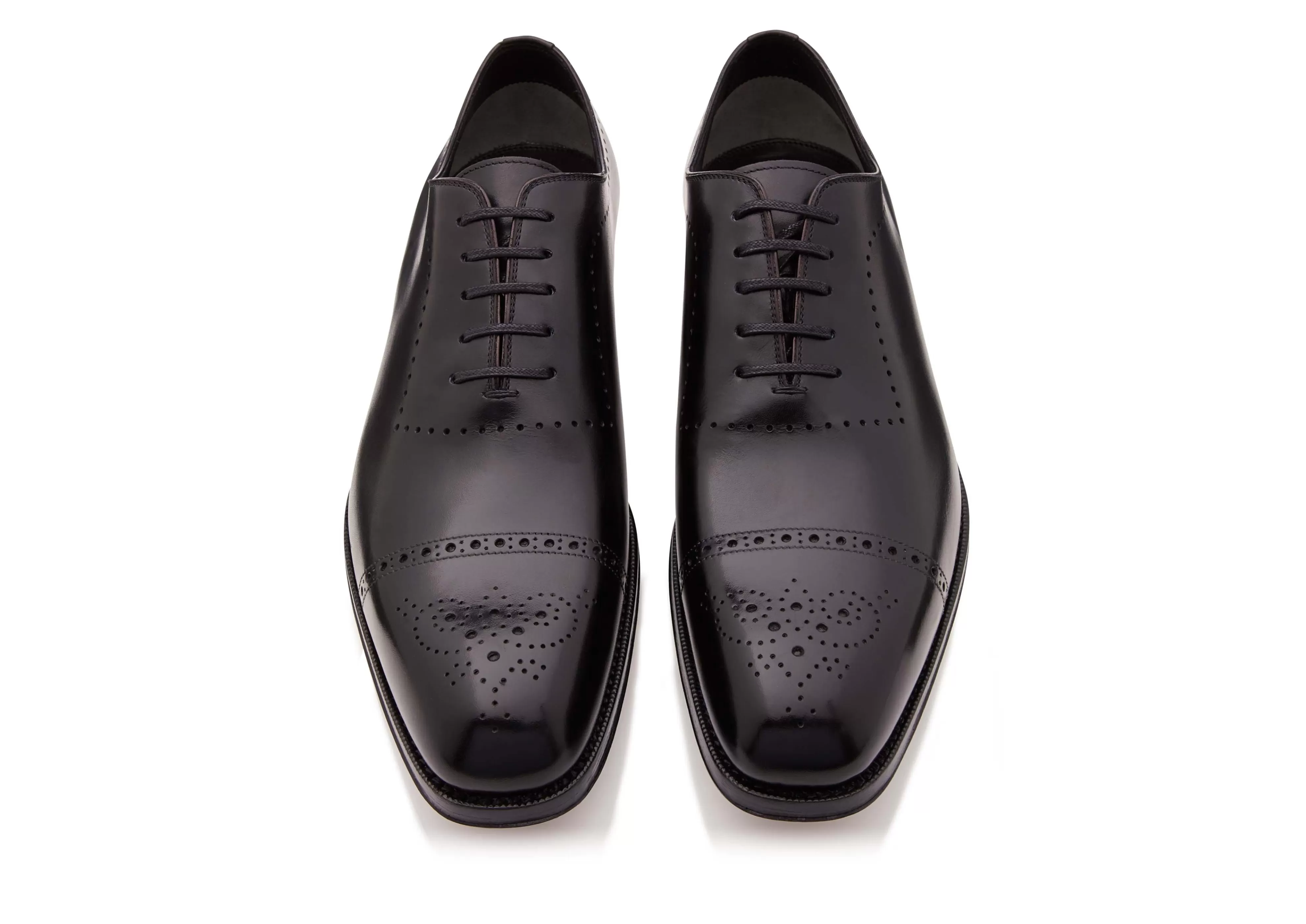 TOM FORD BURNISHED LEATHER EDGAR BROGUE LACE UP BLACK^MEN | MEN Lace-ups | Evening