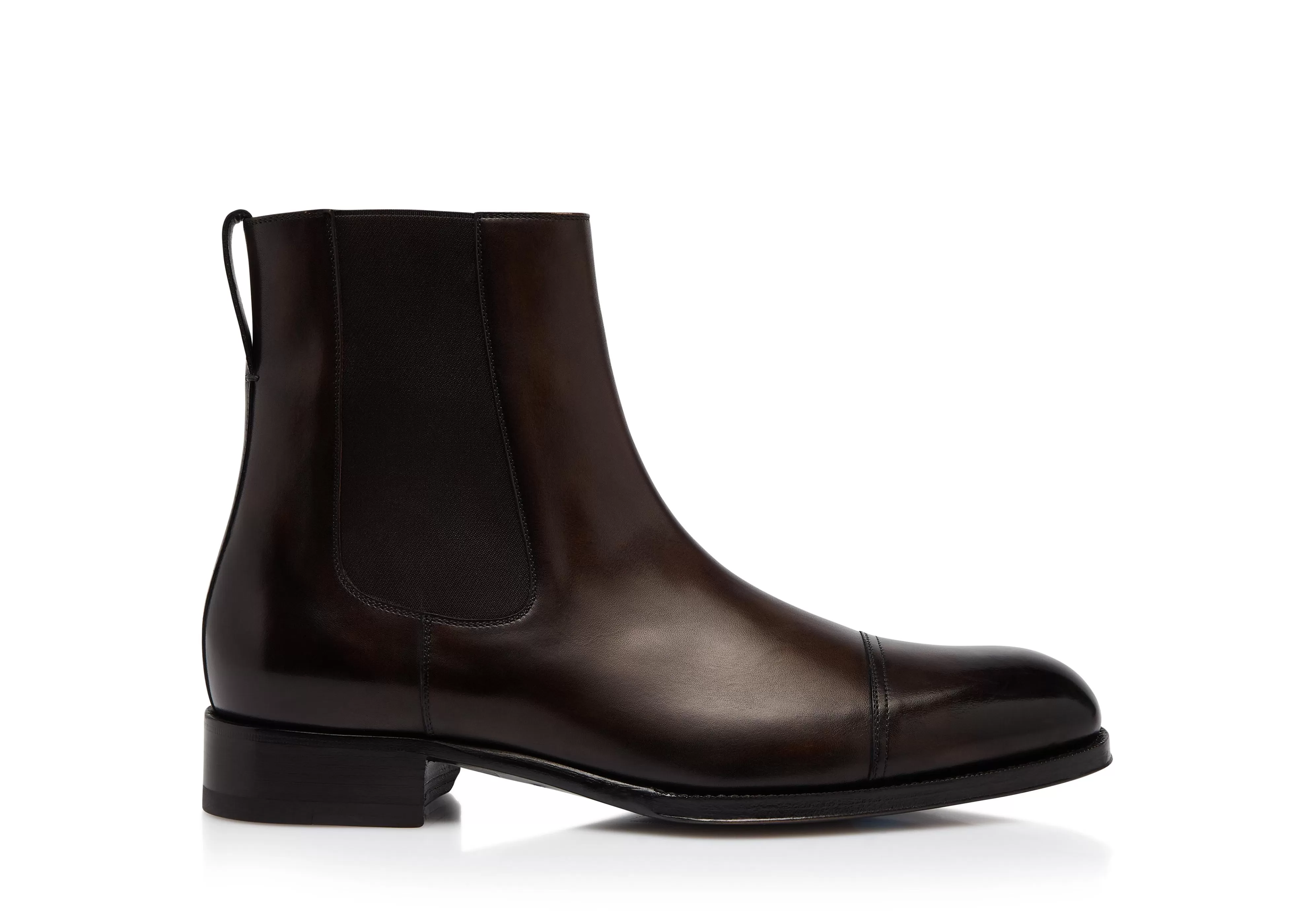 TOM FORD BURNISHED LEATHER EDGAR CHELSEA BOOT EBONY^MEN Boots