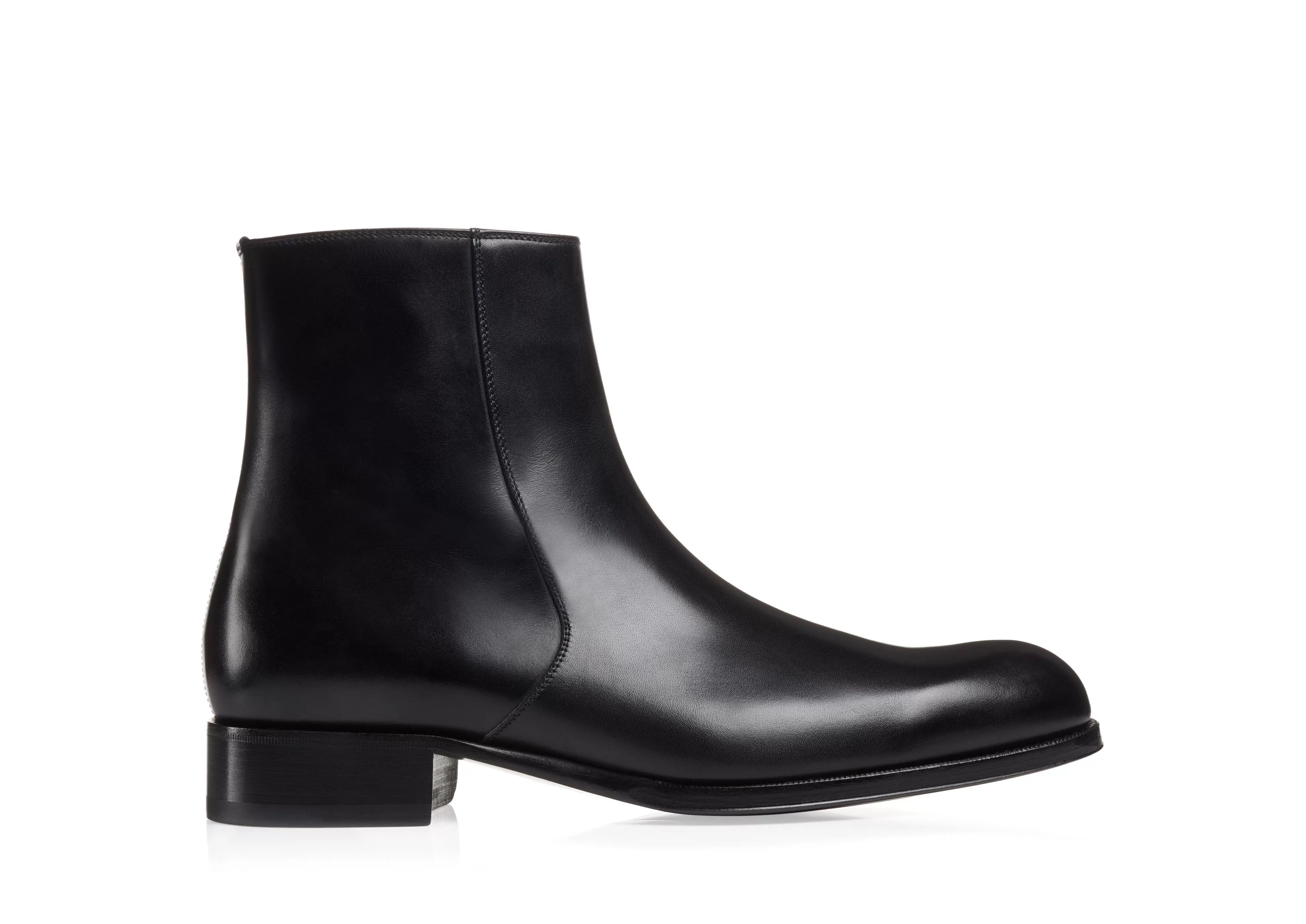 TOM FORD BURNISHED LEATHER EDGAR ZIP BOOT BLACK^MEN Boots