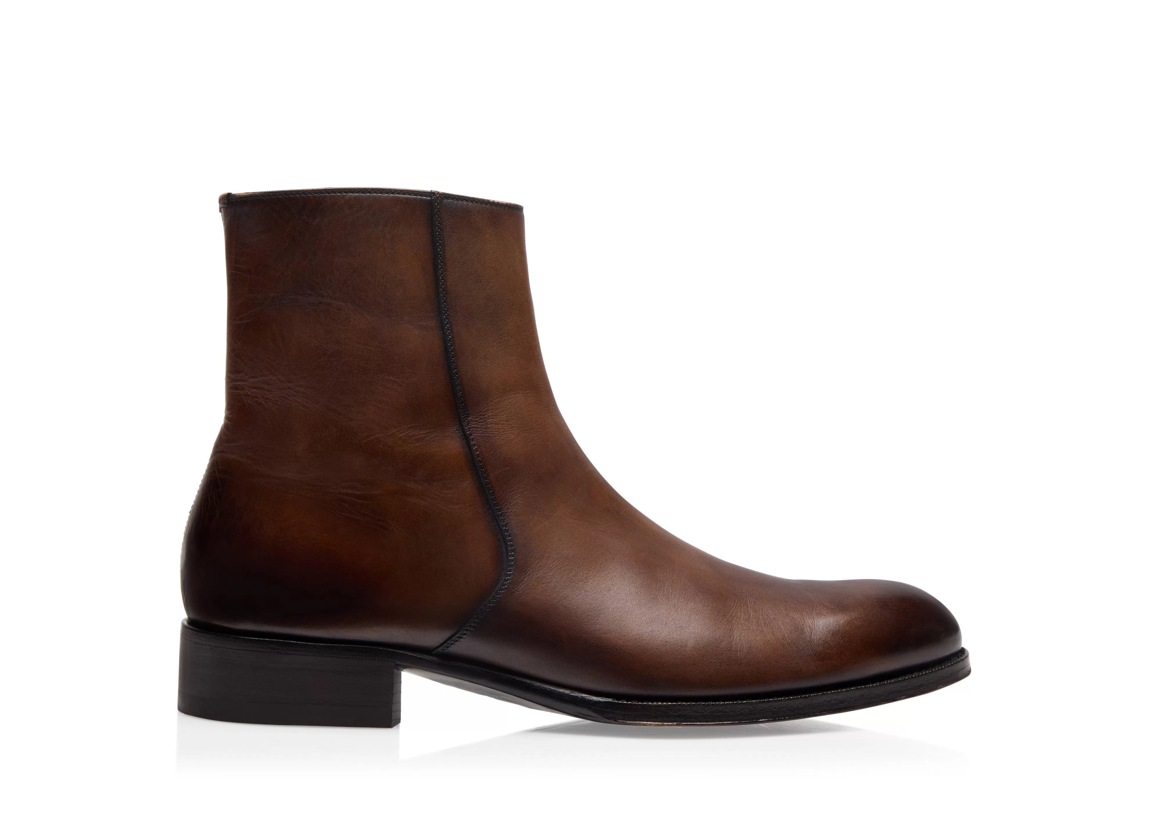 TOM FORD BURNISHED LEATHER EDGAR ZIP BOOT ^MEN Boots