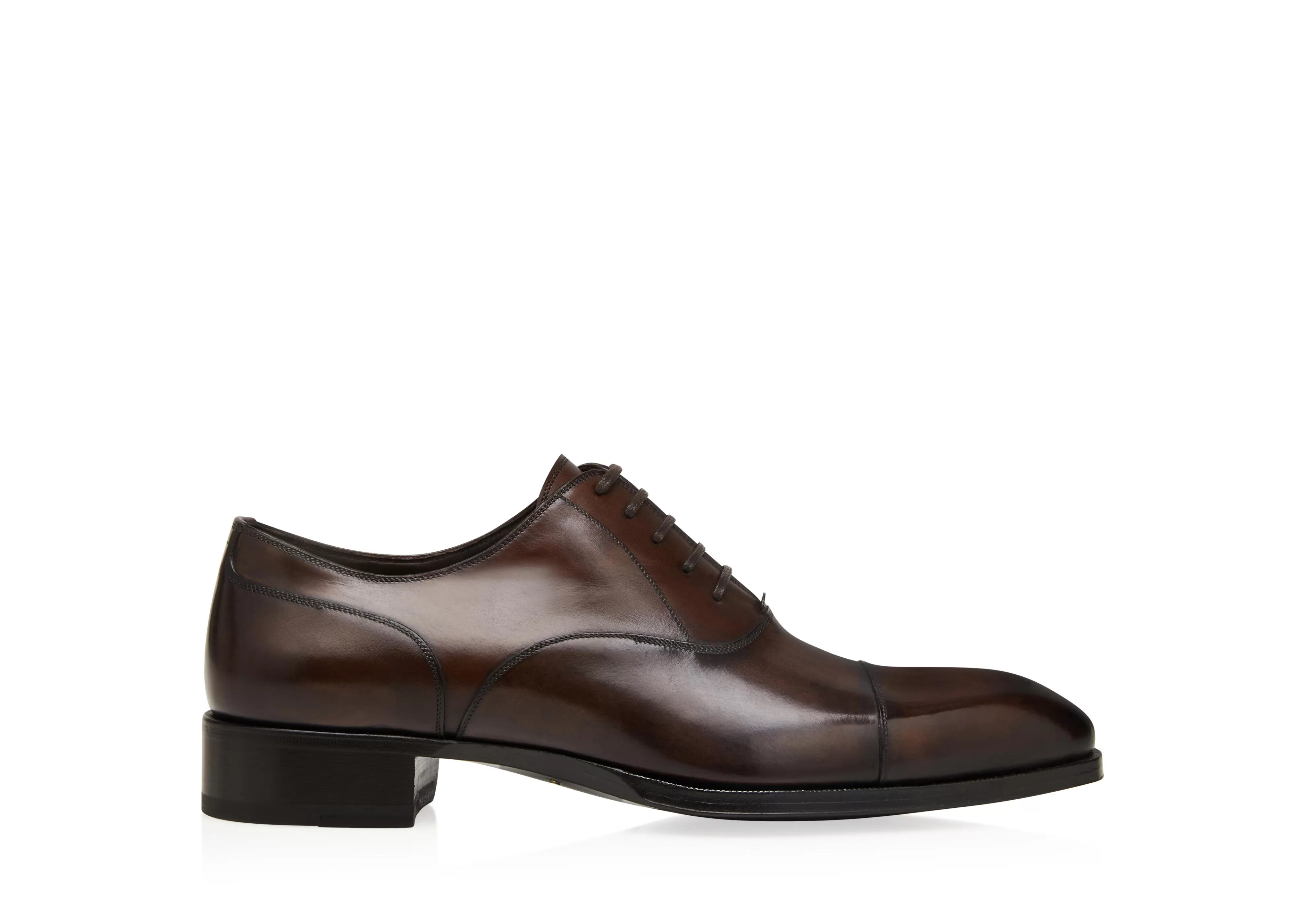 TOM FORD BURNISHED LEATHER ELKAN LACE UP DARK CIGAR^MEN Lace-ups