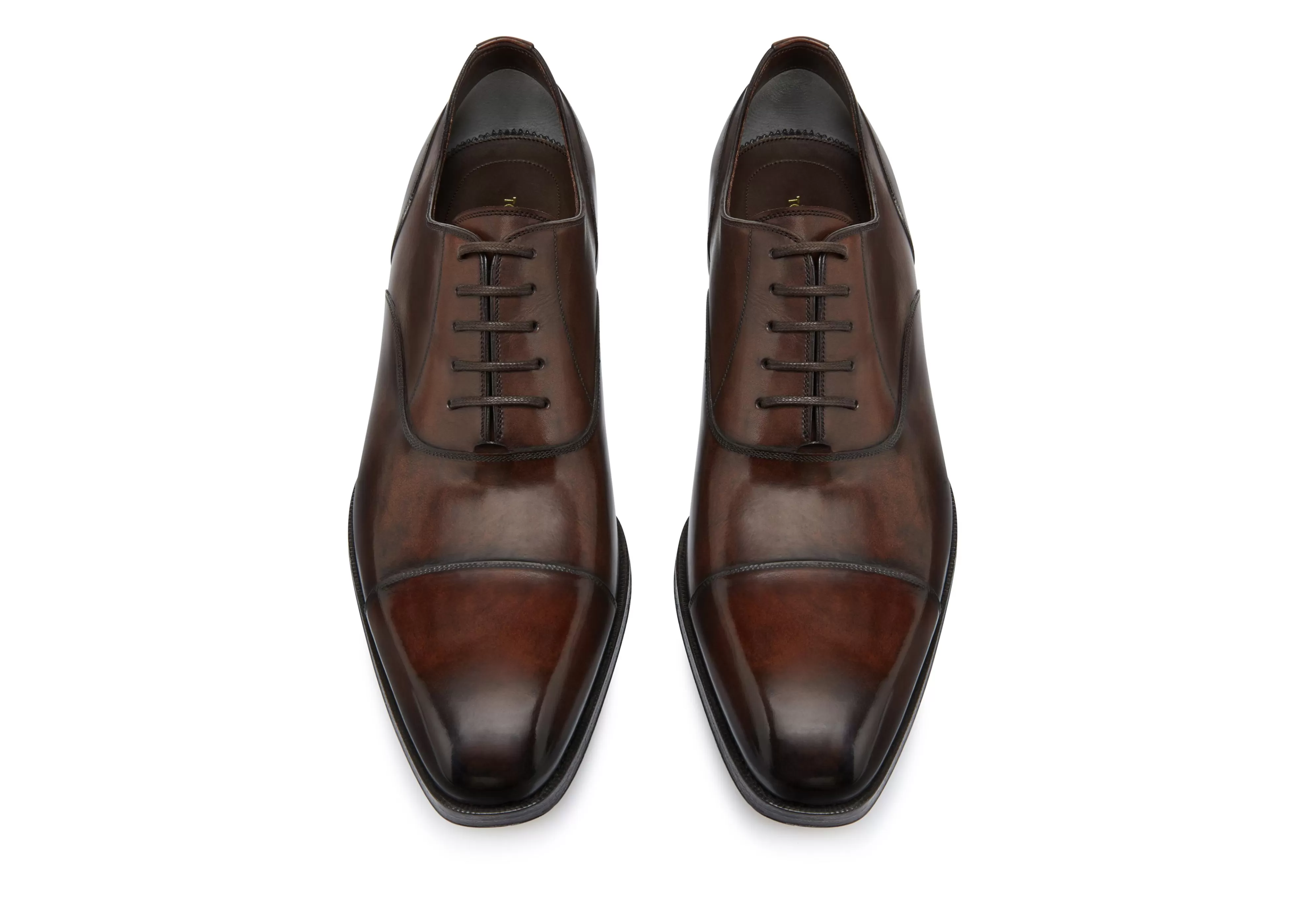 TOM FORD BURNISHED LEATHER ELKAN LACE UP DARK CIGAR^MEN Lace-ups