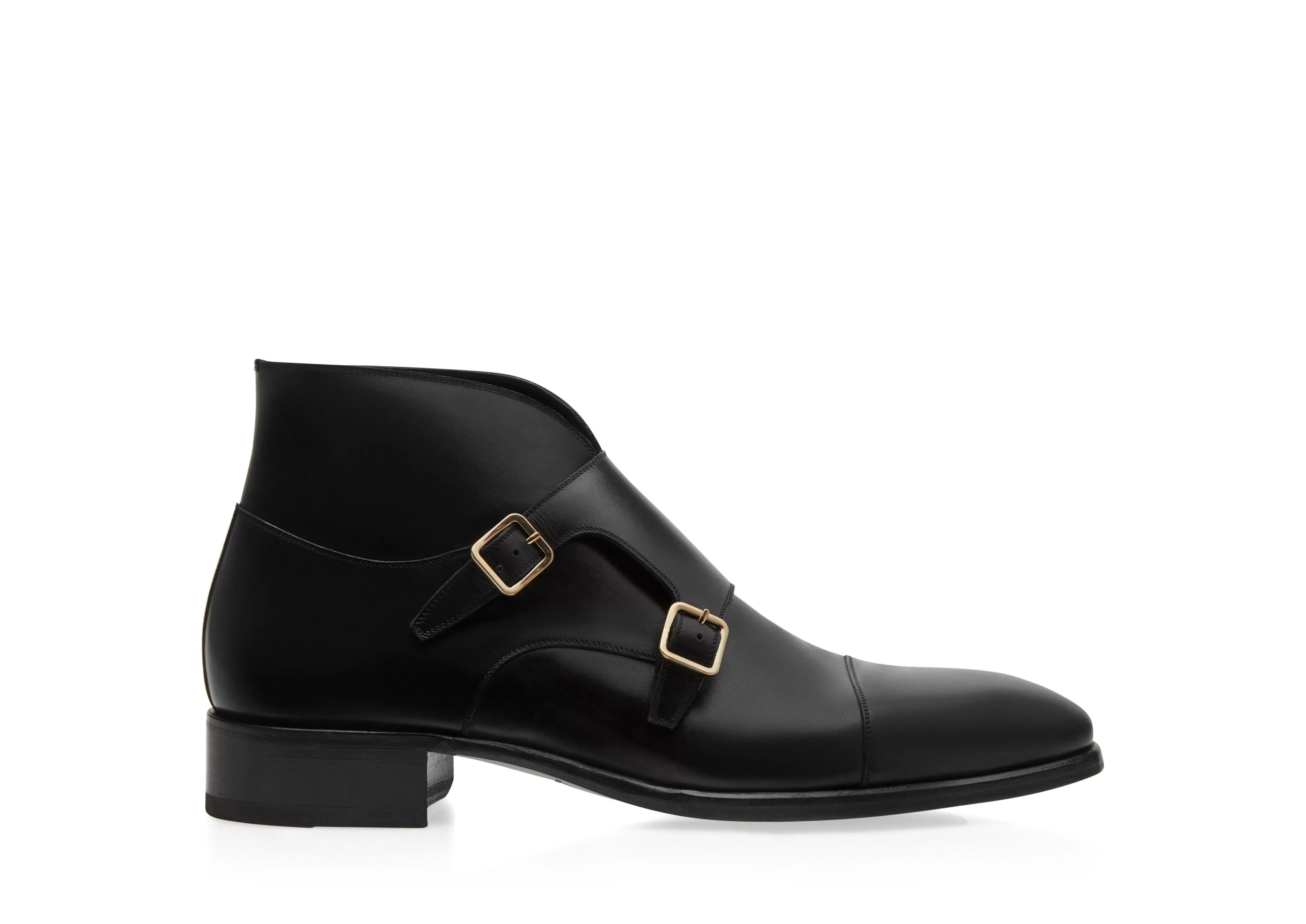 TOM FORD BURNISHED LEATHER ELKAN MONK STRAP BOOT BLACK^MEN | MEN Monk Straps | Boots