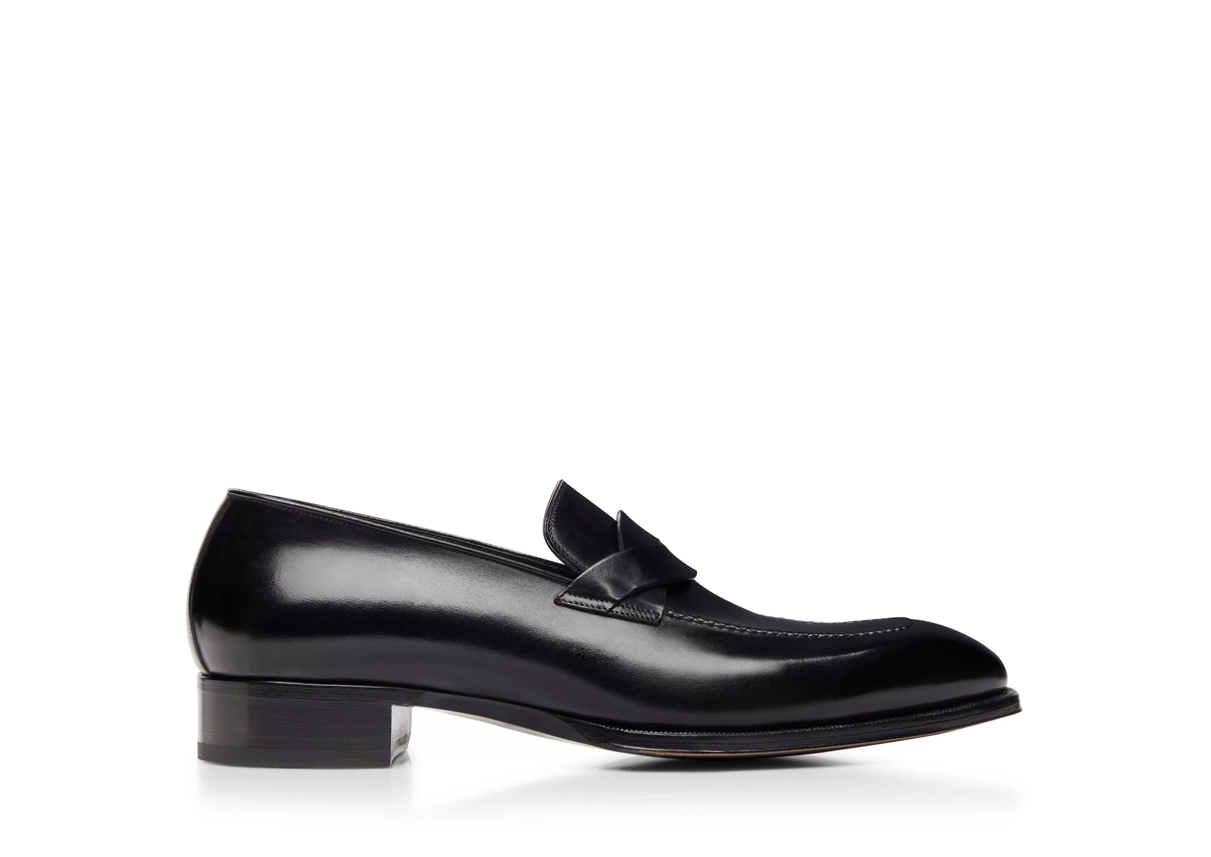 TOM FORD BURNISHED LEATHER ELKAN TWISTED BAND LOAFER BLACK^MEN Loafers