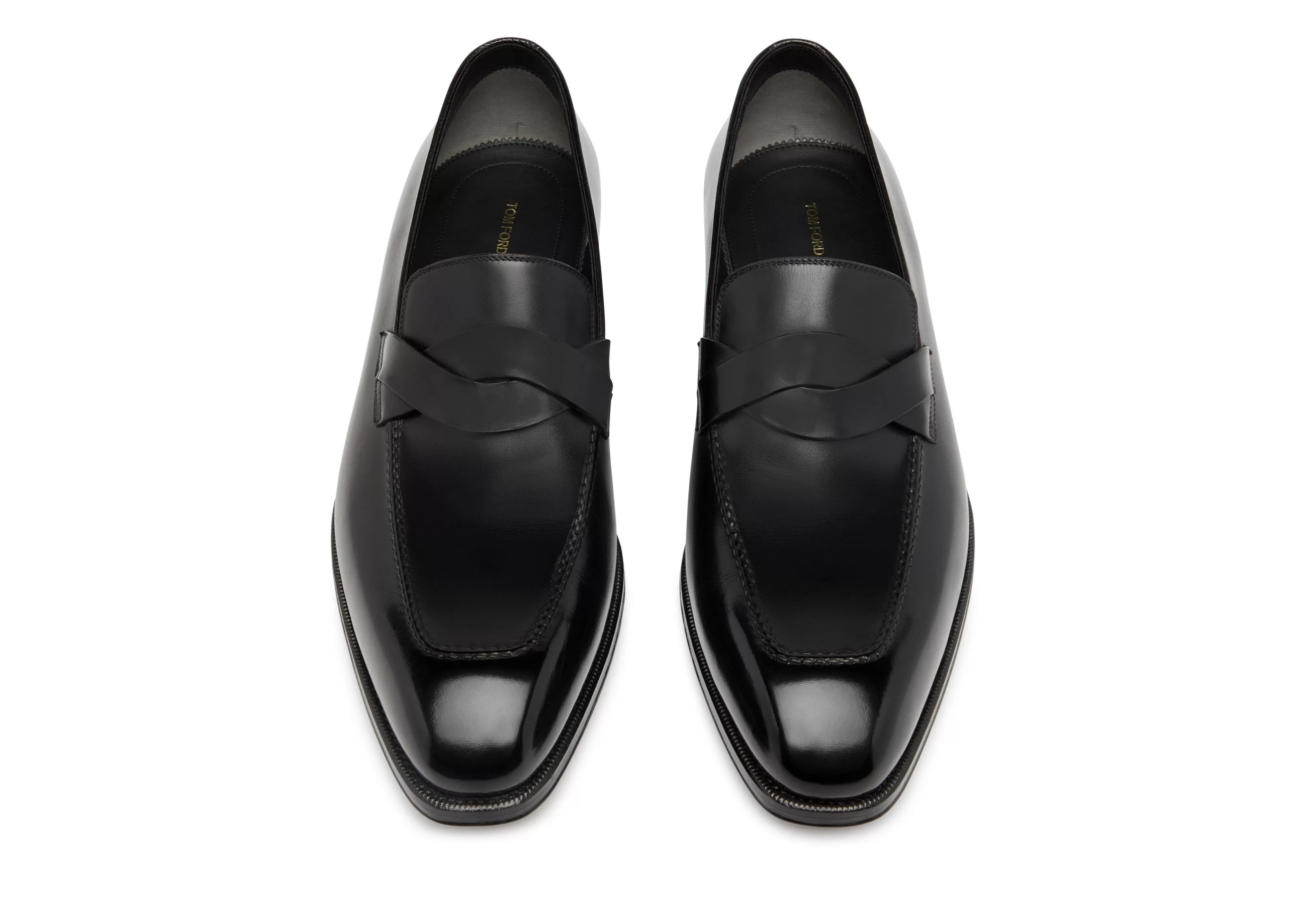 TOM FORD BURNISHED LEATHER ELKAN TWISTED BAND LOAFER BLACK^MEN Loafers