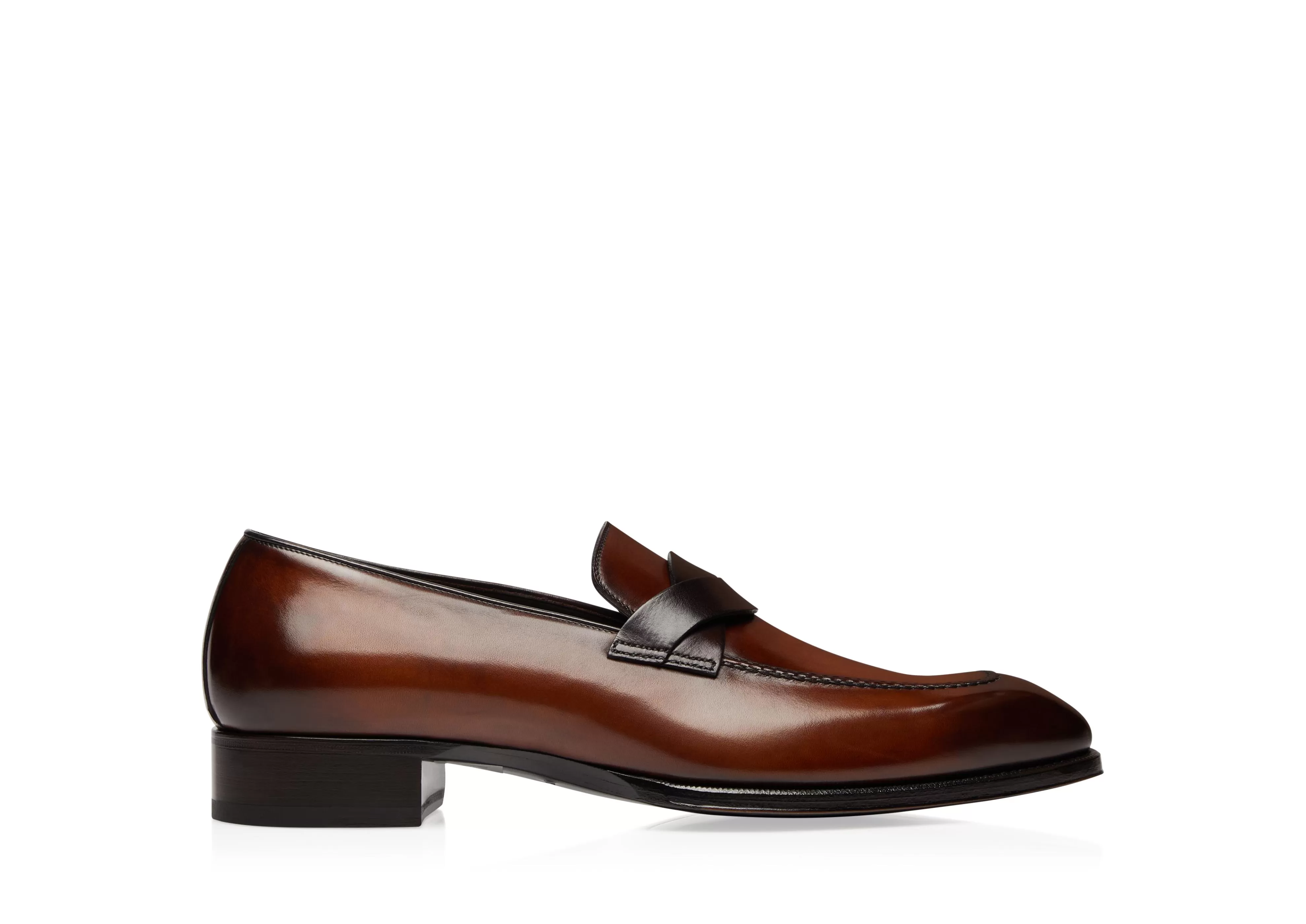 TOM FORD BURNISHED LEATHER ELKAN TWISTED BAND LOAFER MINK^MEN Loafers