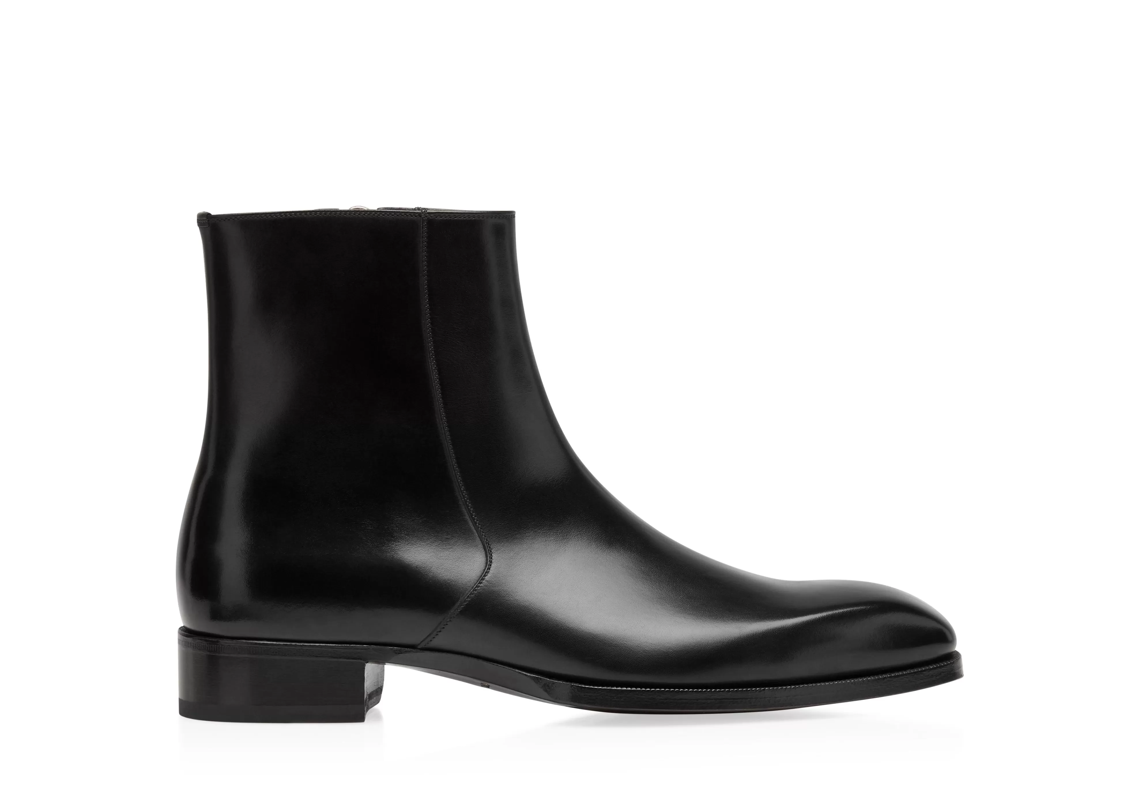 TOM FORD BURNISHED LEATHER ELKAN ZIP BOOT BLACK^MEN Boots