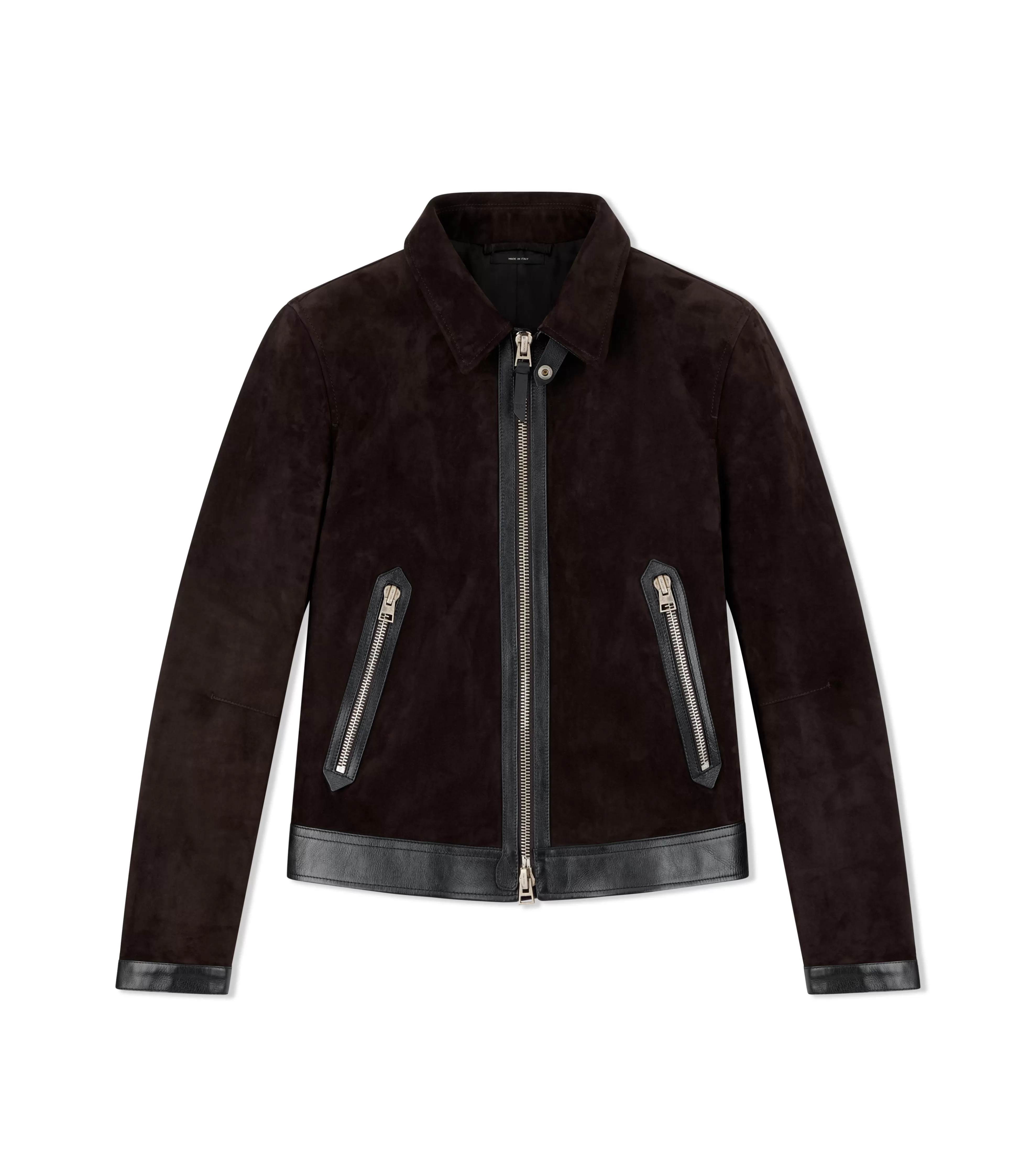 TOM FORD BUTTERY SUEDE CONTRAST BLOUSON EBONY^MEN Outerwear