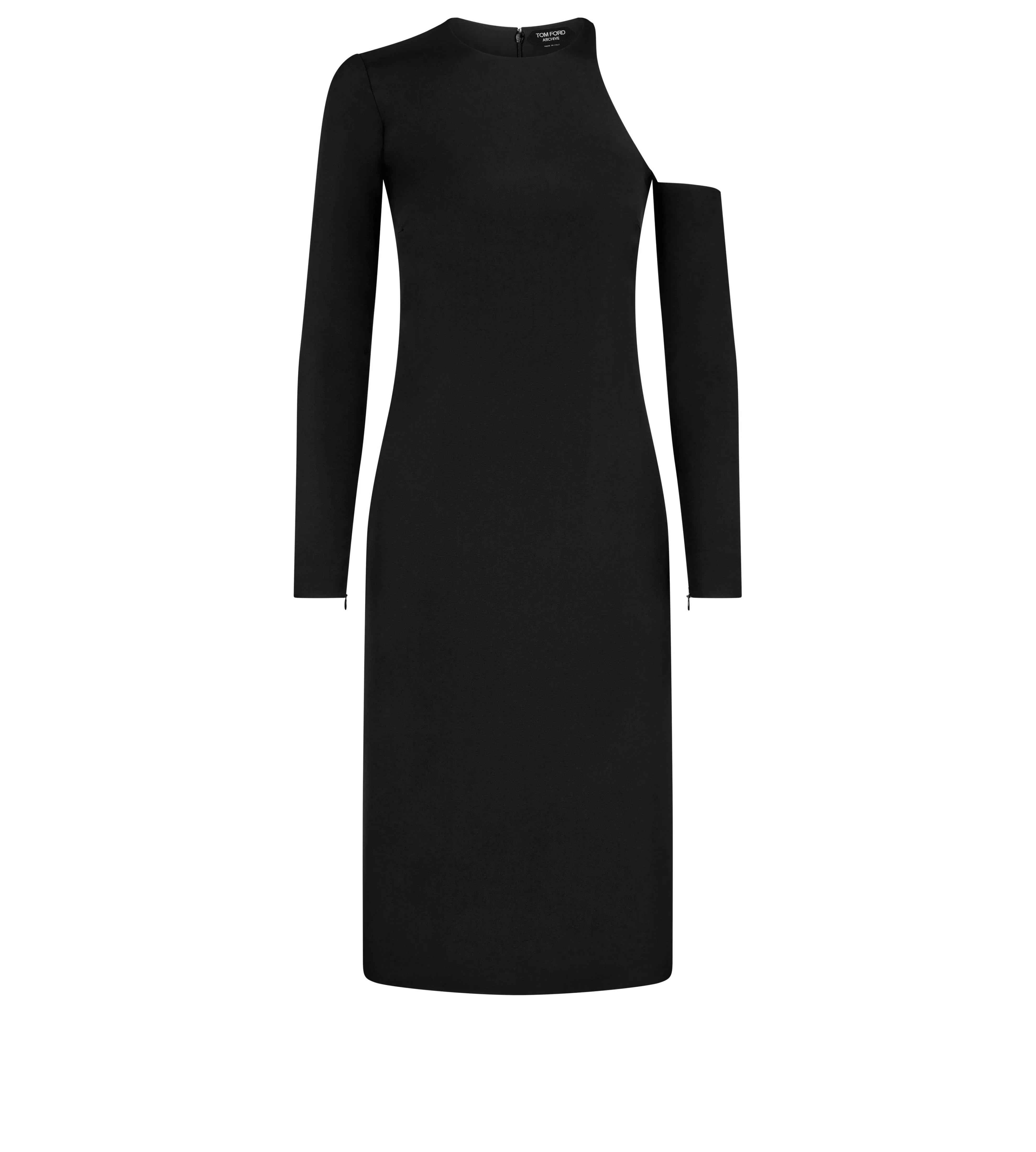 TOM FORD CADY SILK MAROCAINE ASYMMETRIC DRESS BLACK^WOMEN | WOMEN Dresses | AUTUMN/WINTER 23