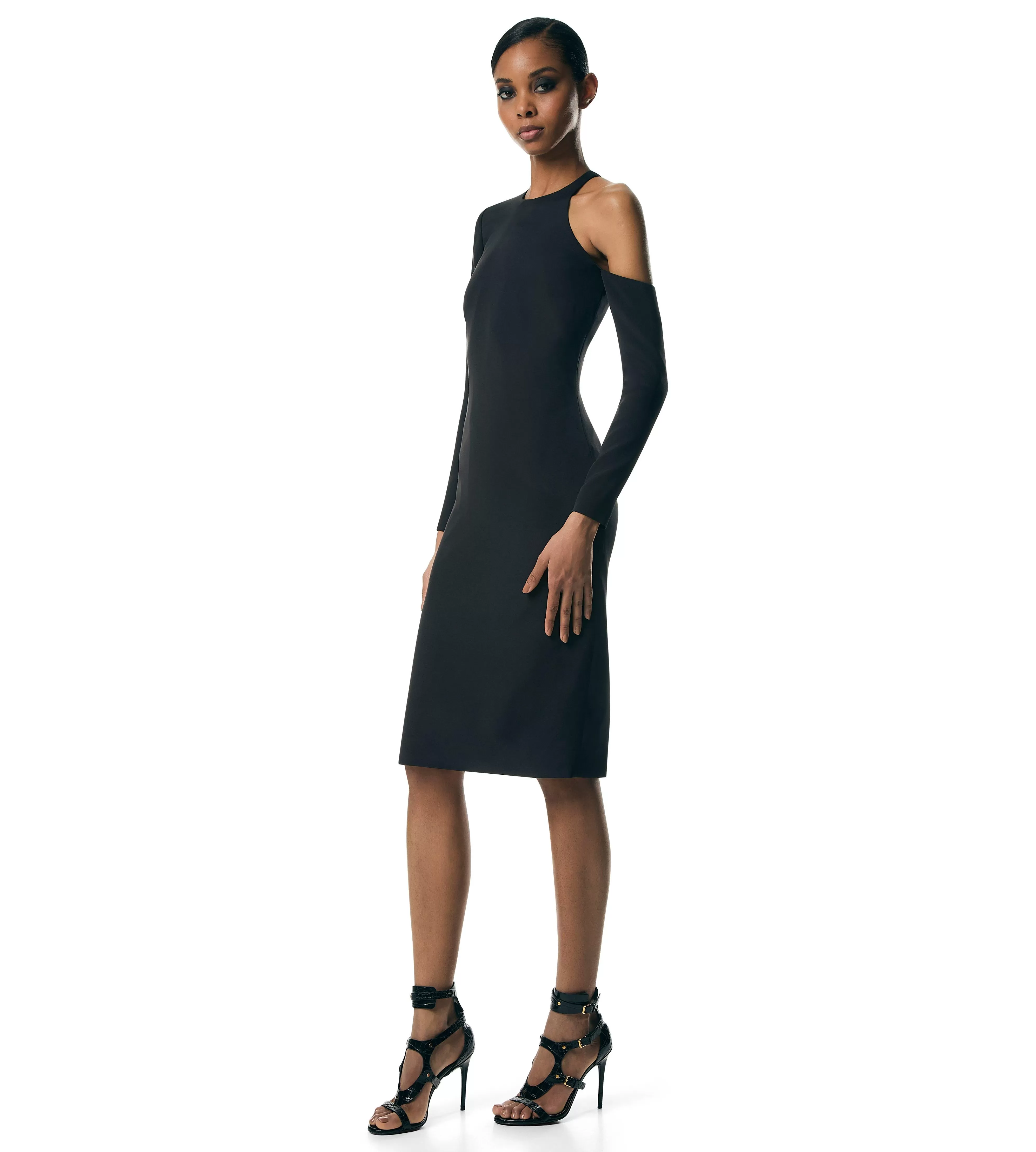 TOM FORD CADY SILK MAROCAINE ASYMMETRIC DRESS BLACK^WOMEN | WOMEN Dresses | AUTUMN/WINTER 23