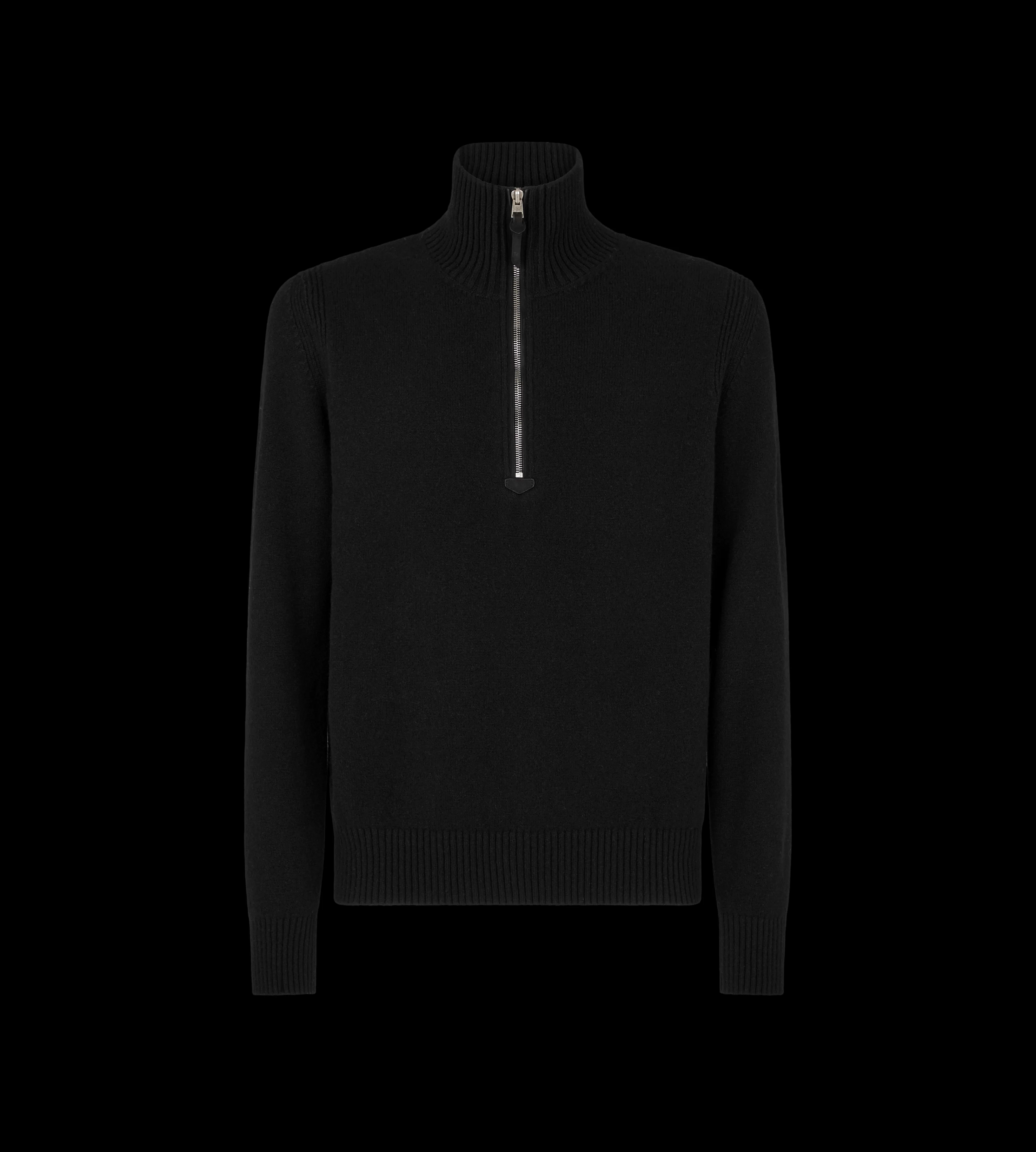 TOM FORD CASHMERE BLEND HALF ZIP BLACK^MEN SPRING 24