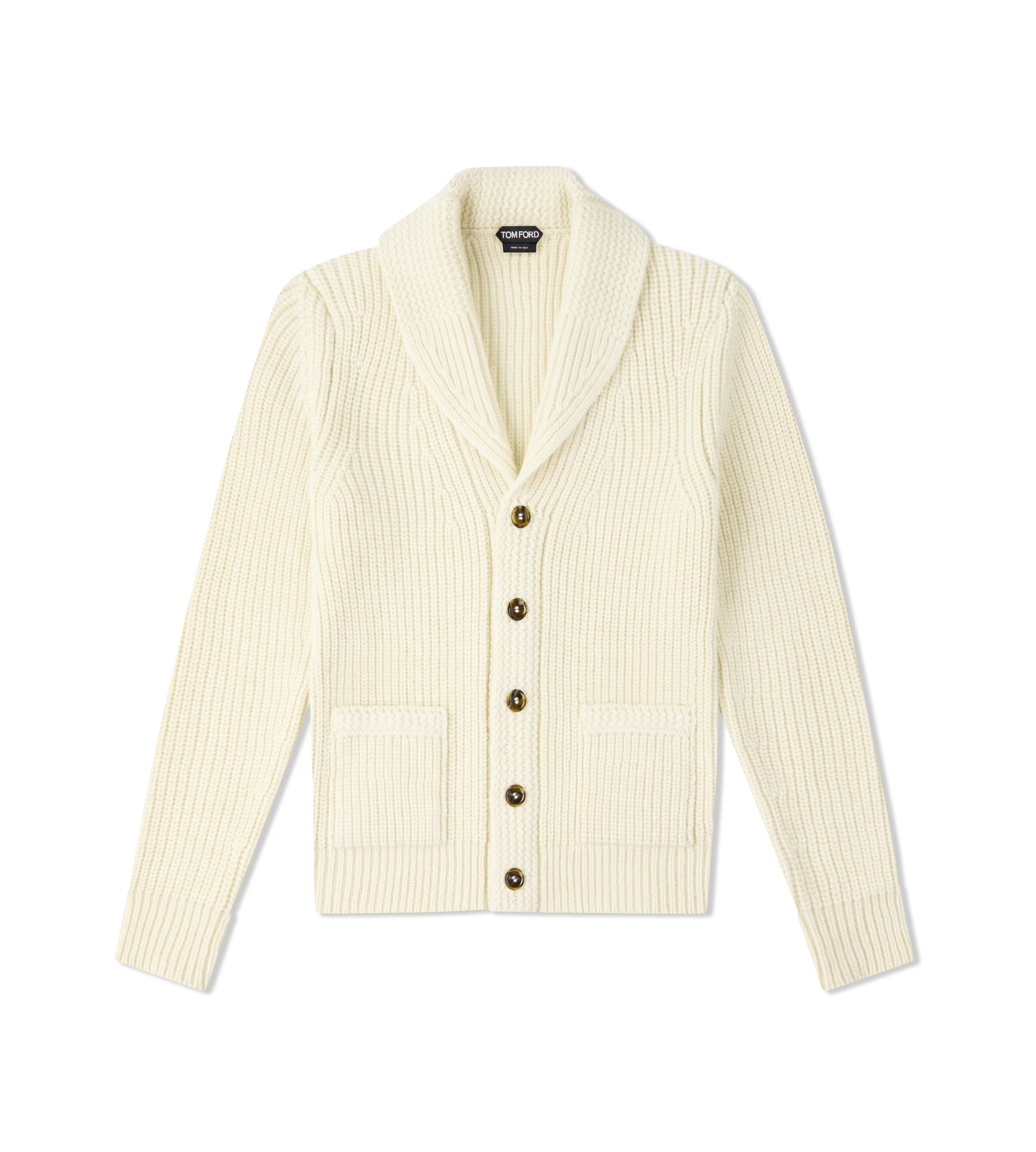 TOM FORD CASHMERE MOHAIR SHAWL COLLAR CARDIGAN IVORY^MEN Knitwear