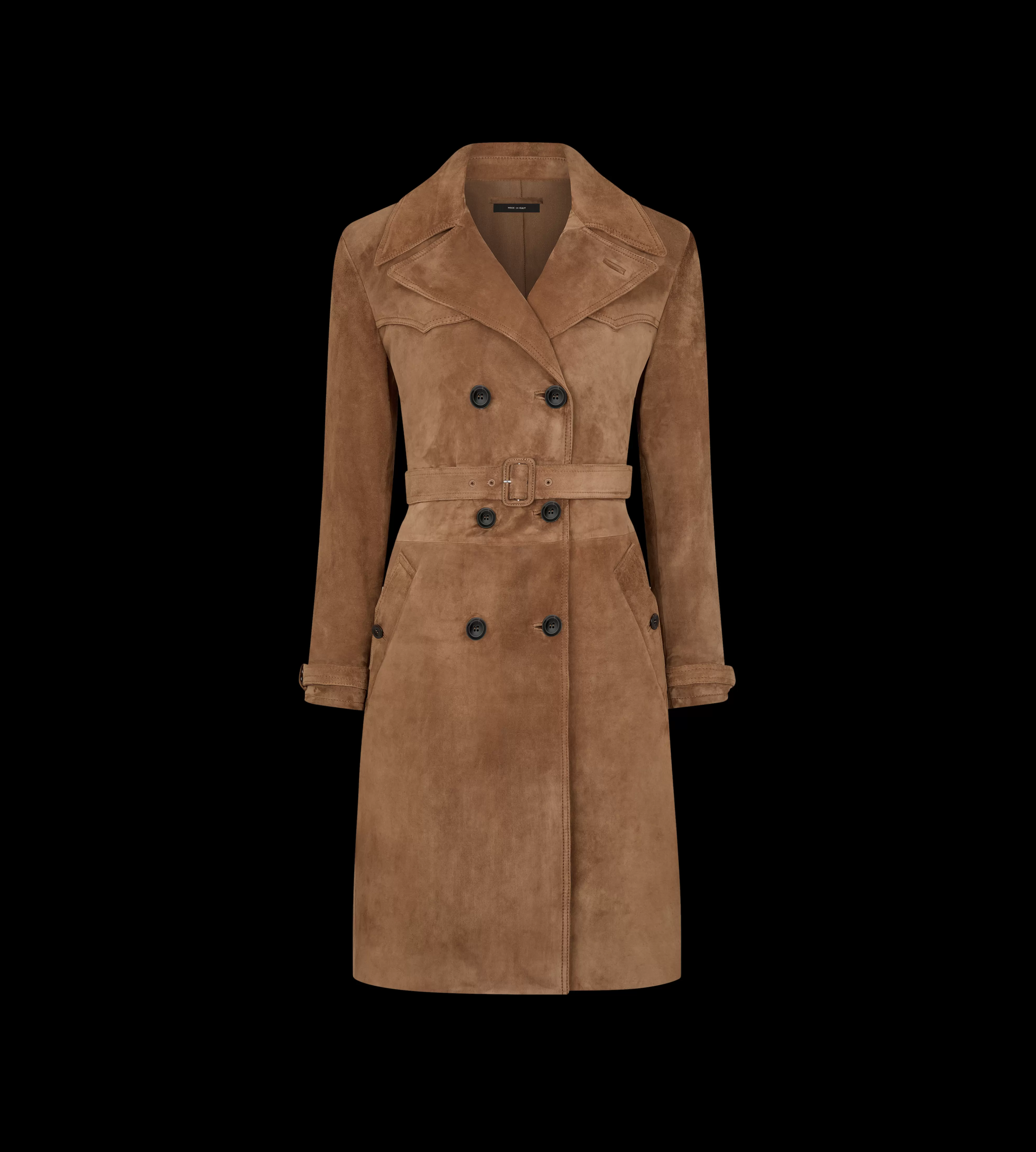 TOM FORD CASHMERE SUEDE DOUBLE BREASTED TRENCH COAT SAND^WOMEN | WOMEN Outerwear | SPRING 24