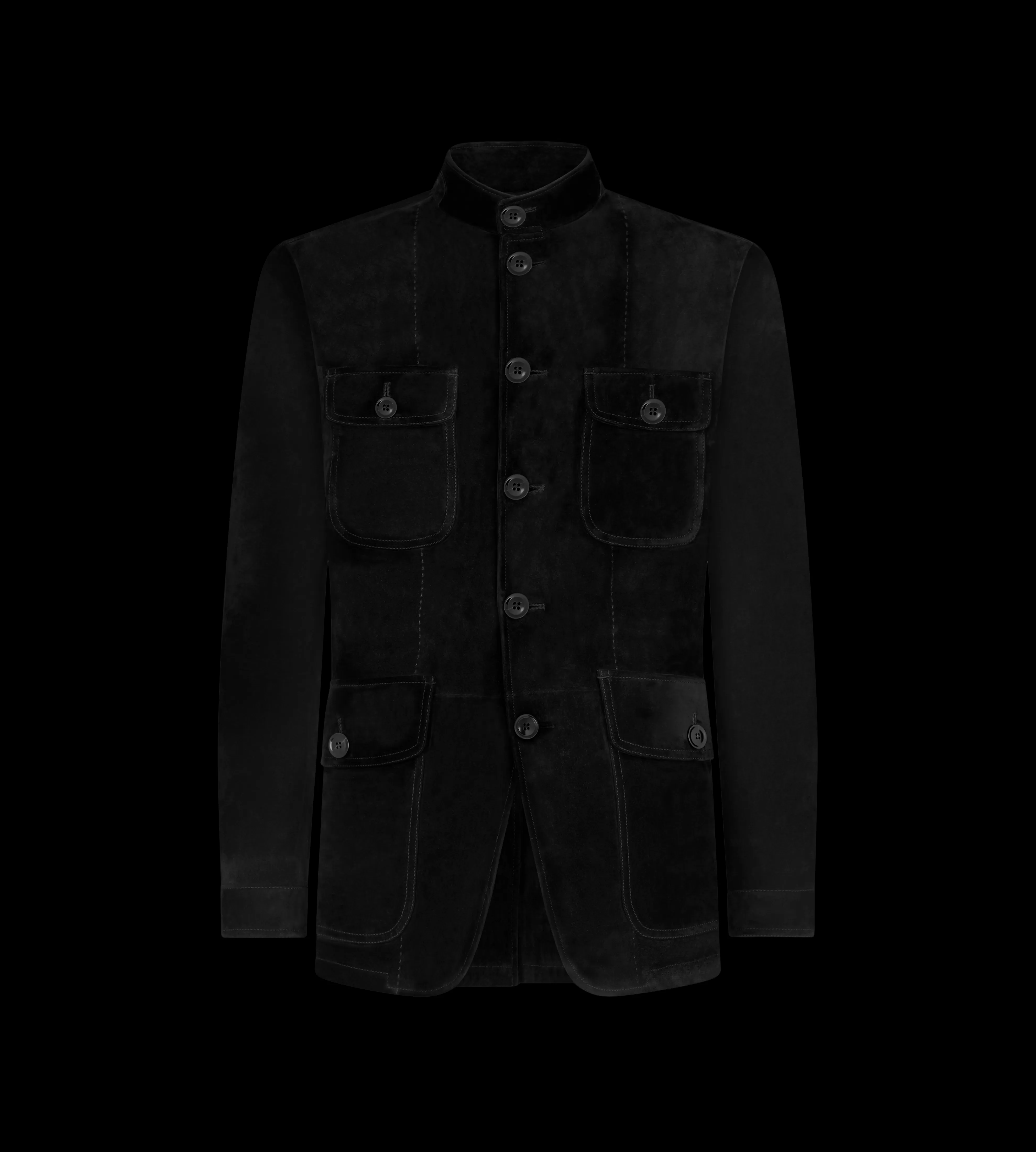 TOM FORD CASHMERE SUEDE MILITARY JACKET BLACK^MEN SPRING 24