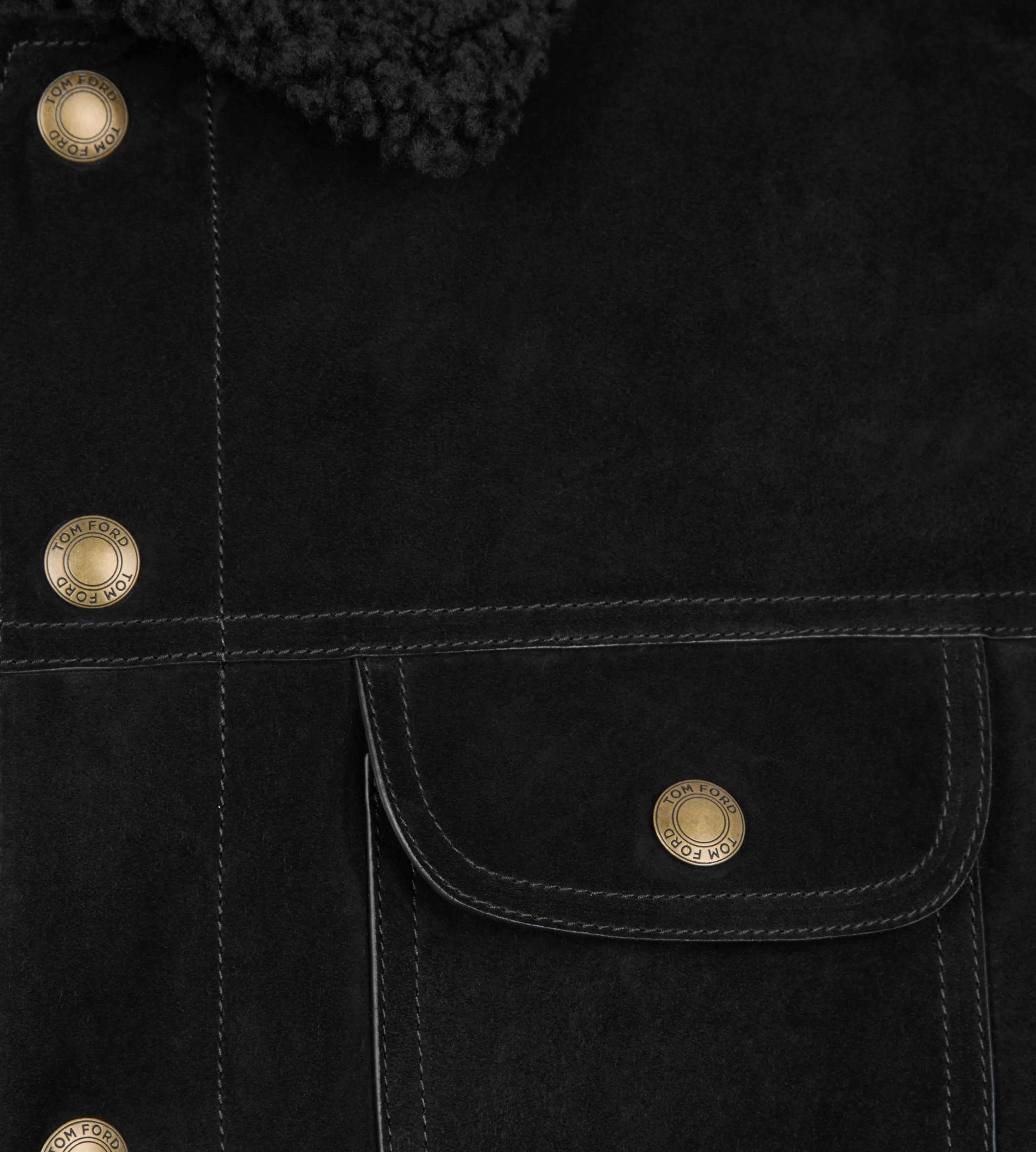 TOM FORD CASHMERE SUEDE SHEARLING TRUCKER BLACK^MEN Outerwear