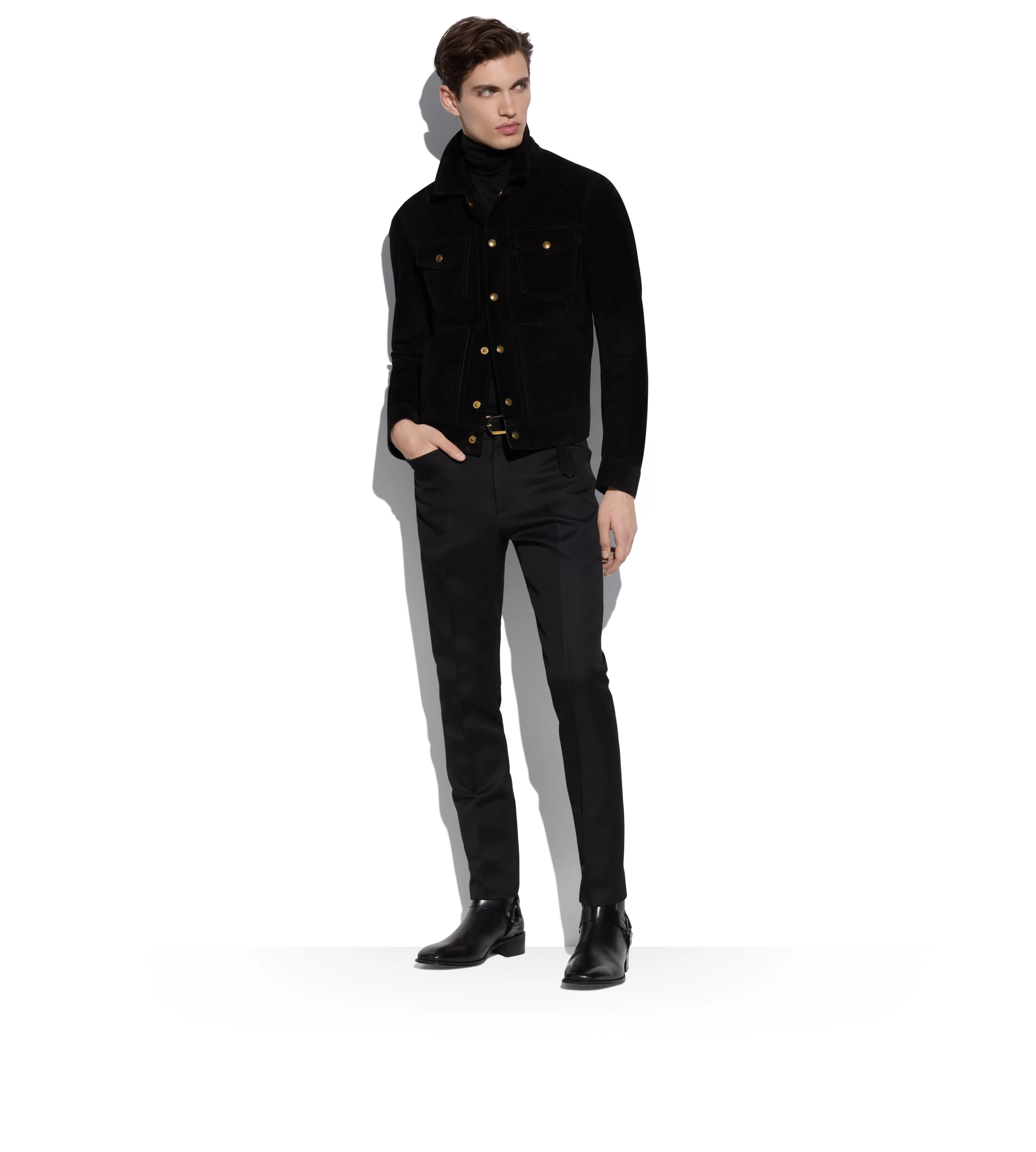 TOM FORD CASHMERE SUEDE WESTERN JACKET BLACK^MEN Outerwear