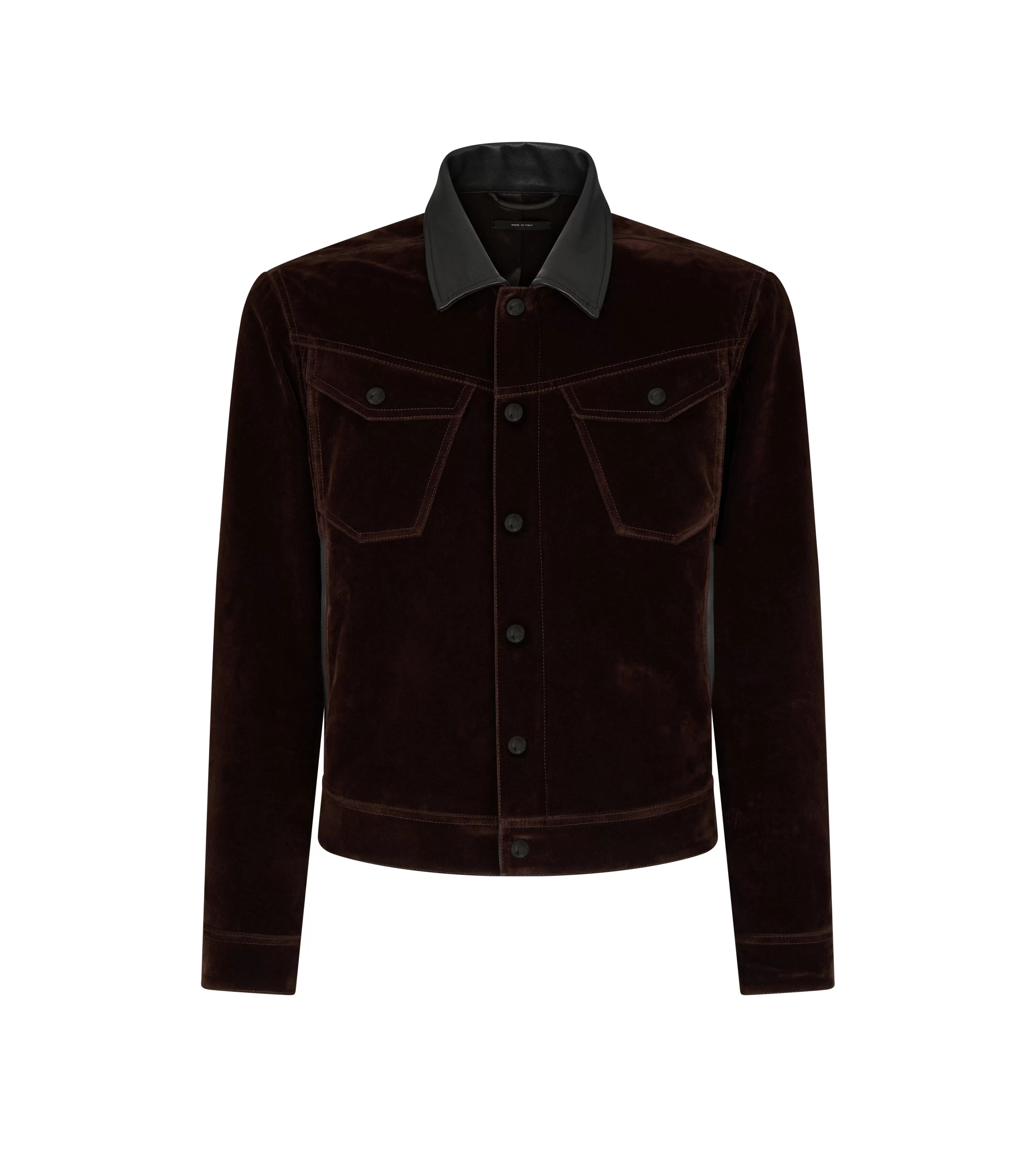 TOM FORD COMPACT LIGHT VELVET WESTERN JACKET MILITARY GREEN^MEN | MEN Outerwear | AUTUMN/WINTER 23