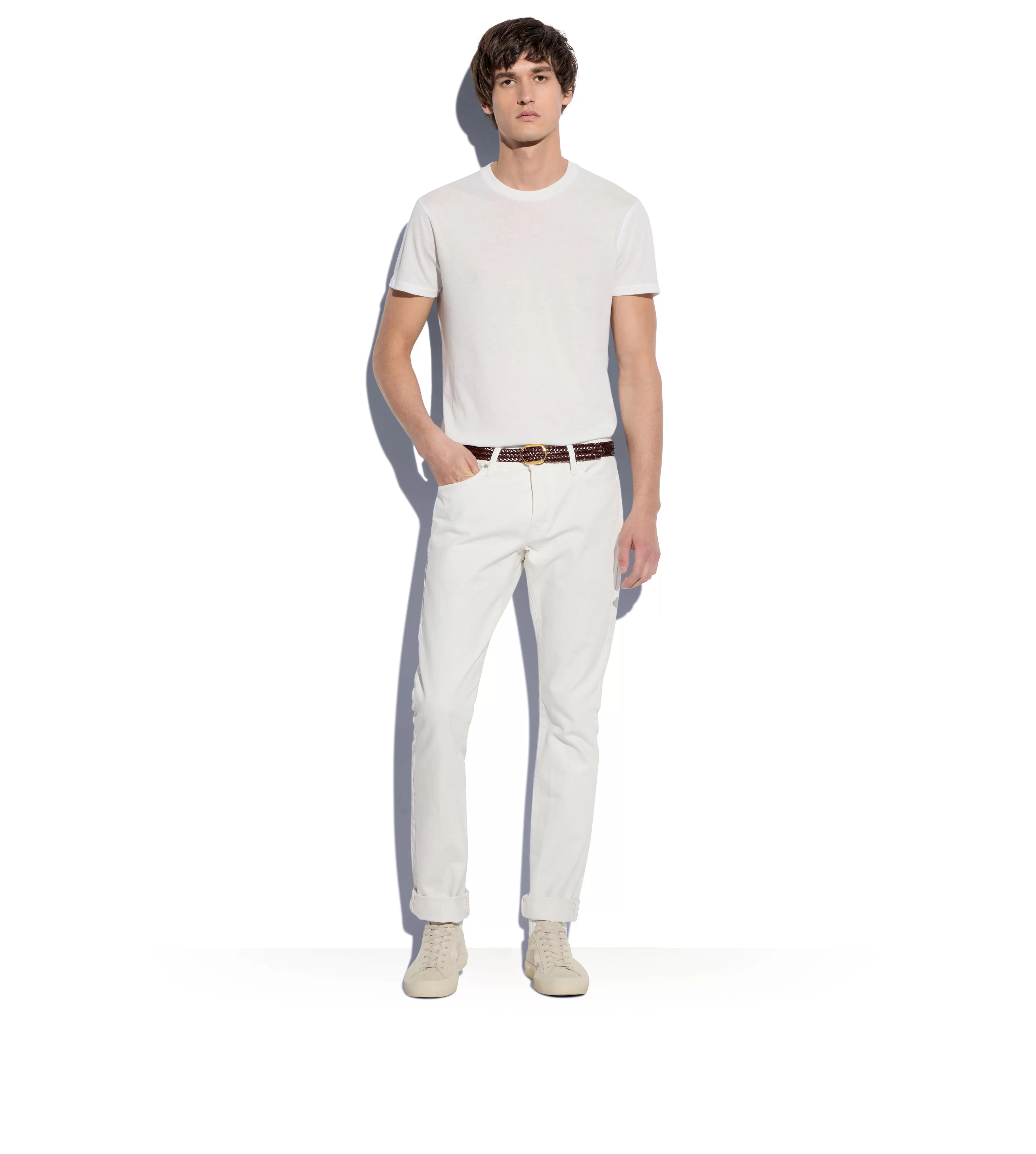 TOM FORD COTTON BLEND CREW NECK T-SHIRT WHITE^MEN Knitwear