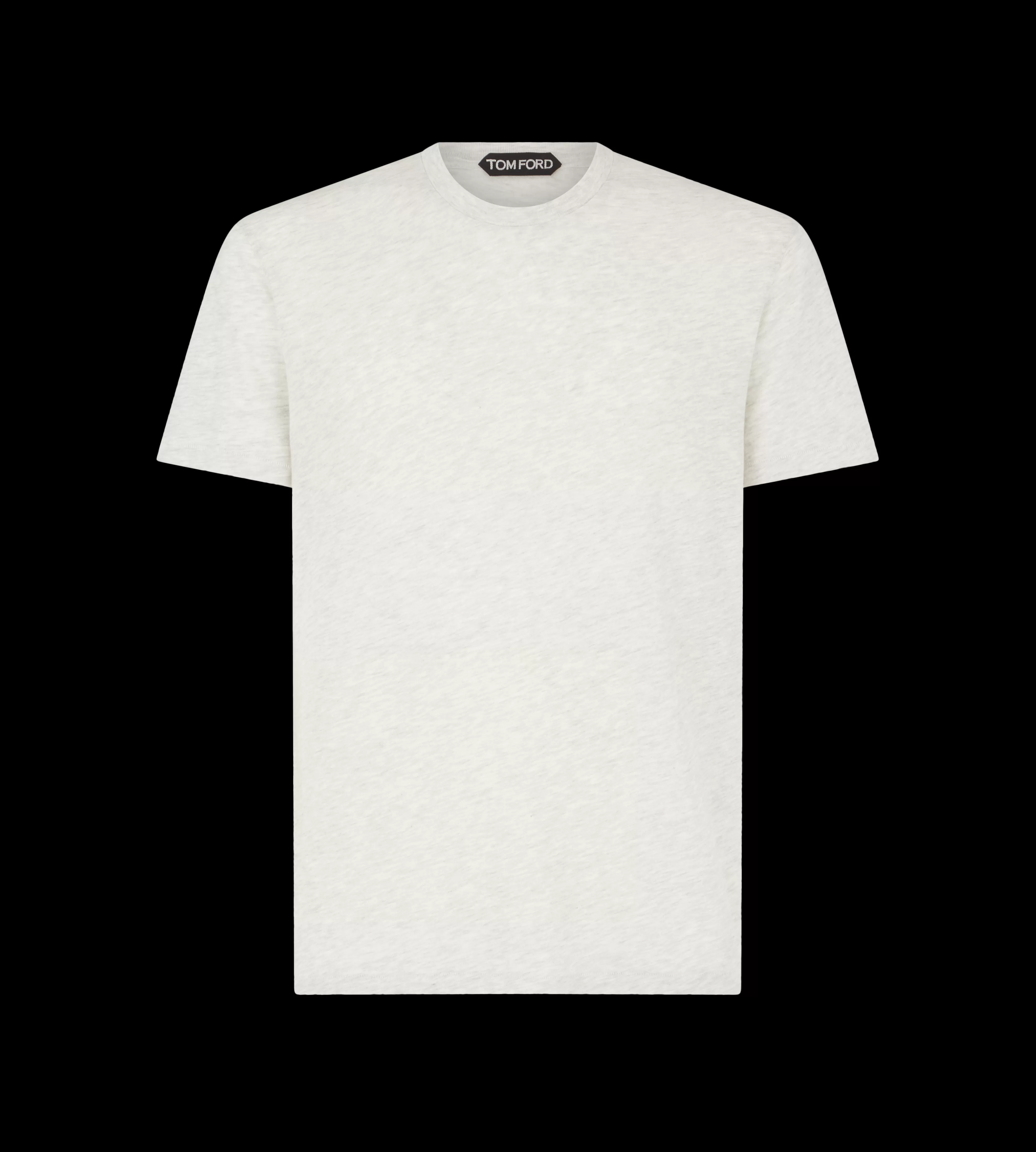 TOM FORD COTTON BLEND MELANGE CREW NECK T-SHIRT PALE GREY^MEN SPRING 24