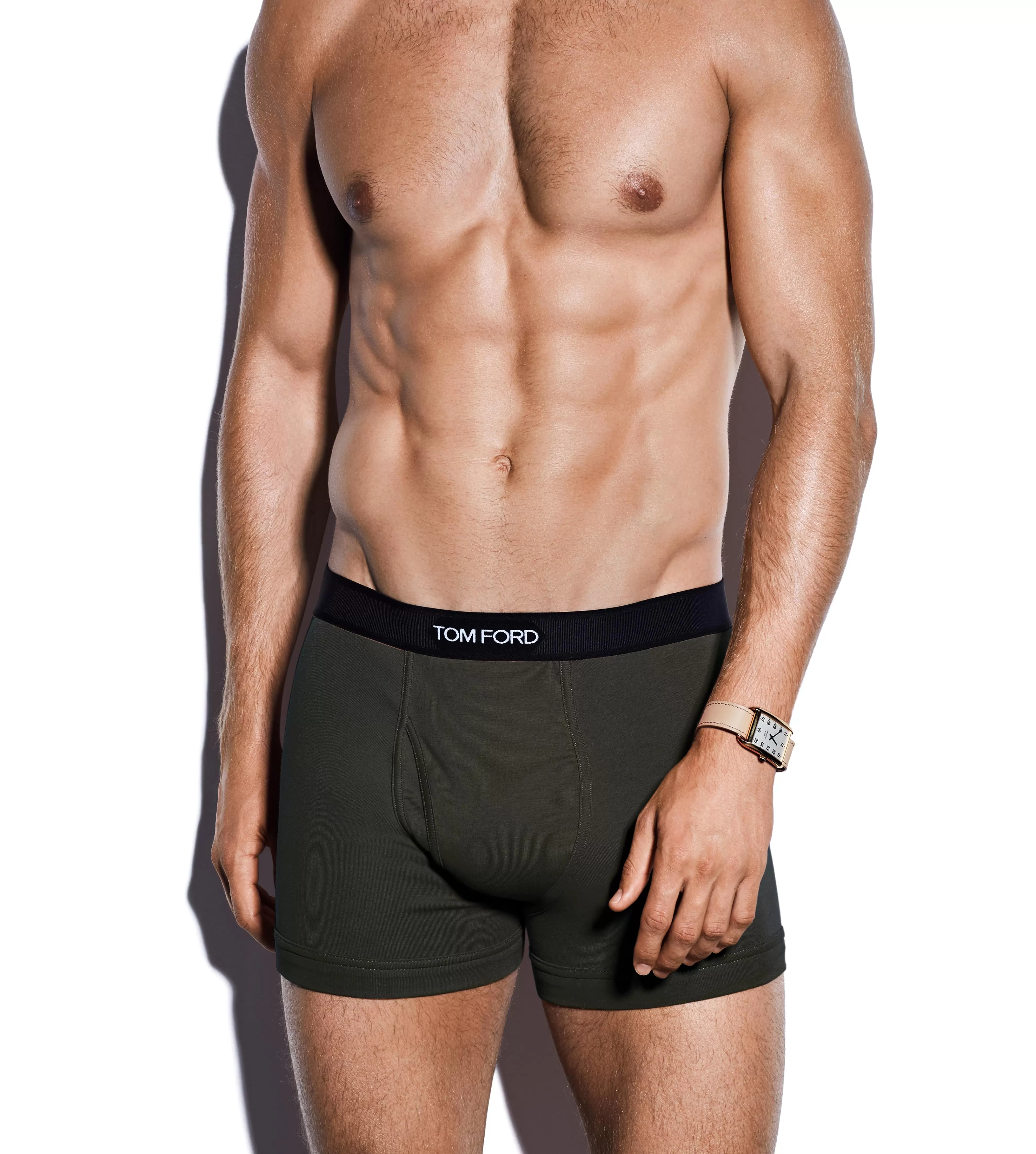 TOM FORD COTTON BOXER BRIEFS MILITARY GREEN^MEN BOXER BRIEFS