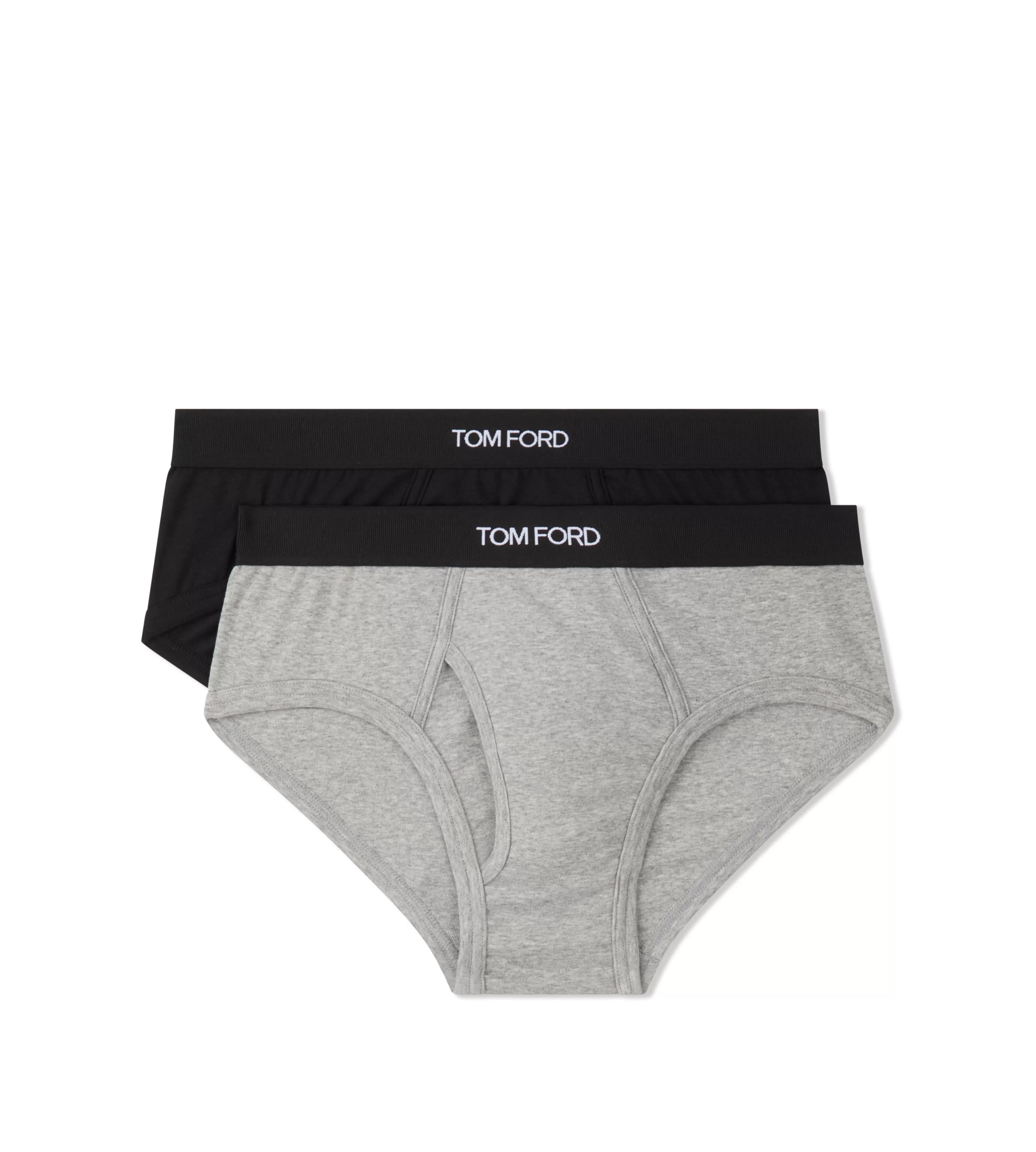 TOM FORD COTTON BRIEFS TWO PACK BLACK/GREY^MEN BRIEFS