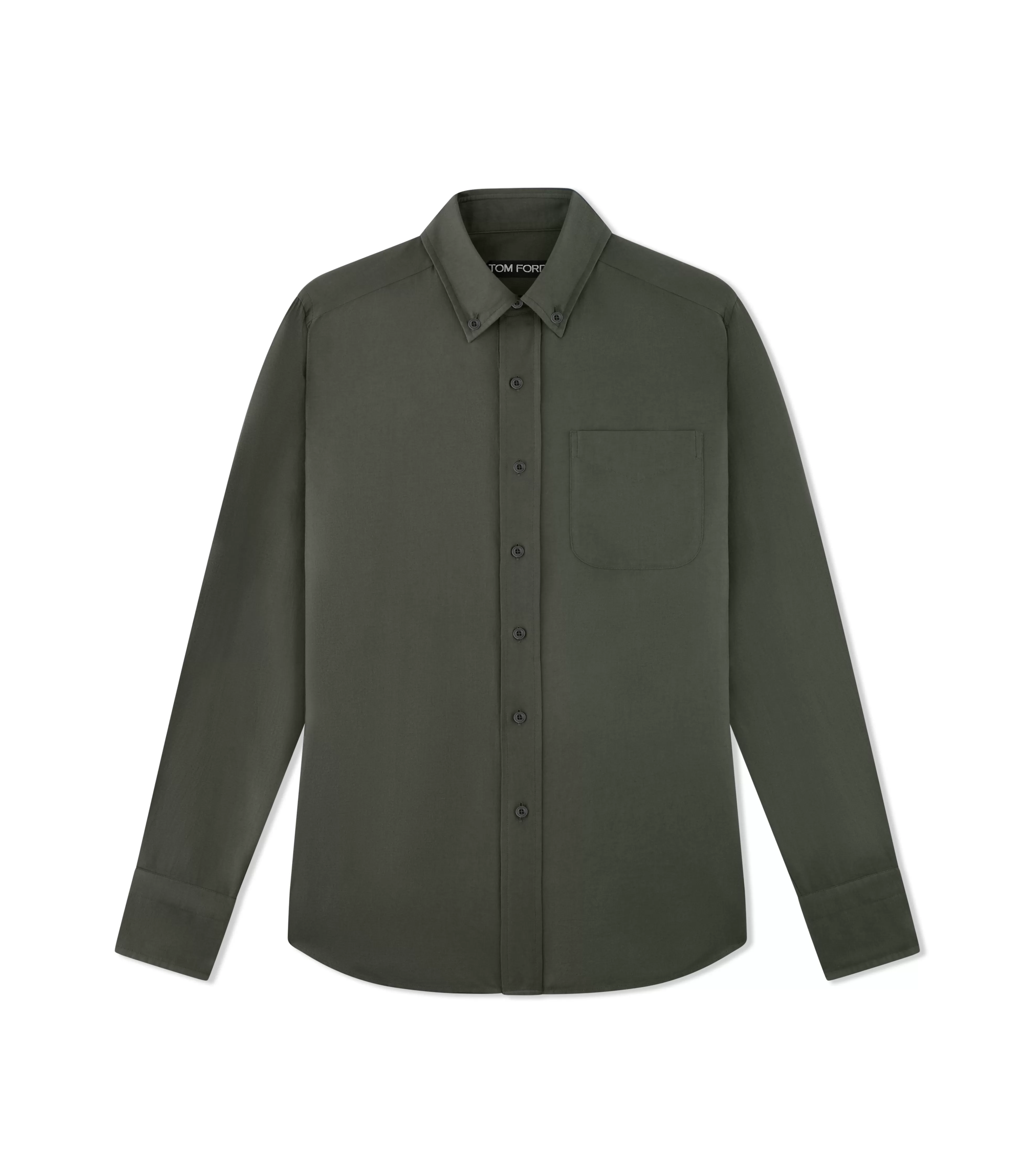 TOM FORD COTTON CASHMERE TWILL SLIM FIT SHIRT ASPHALT^MEN Shirts