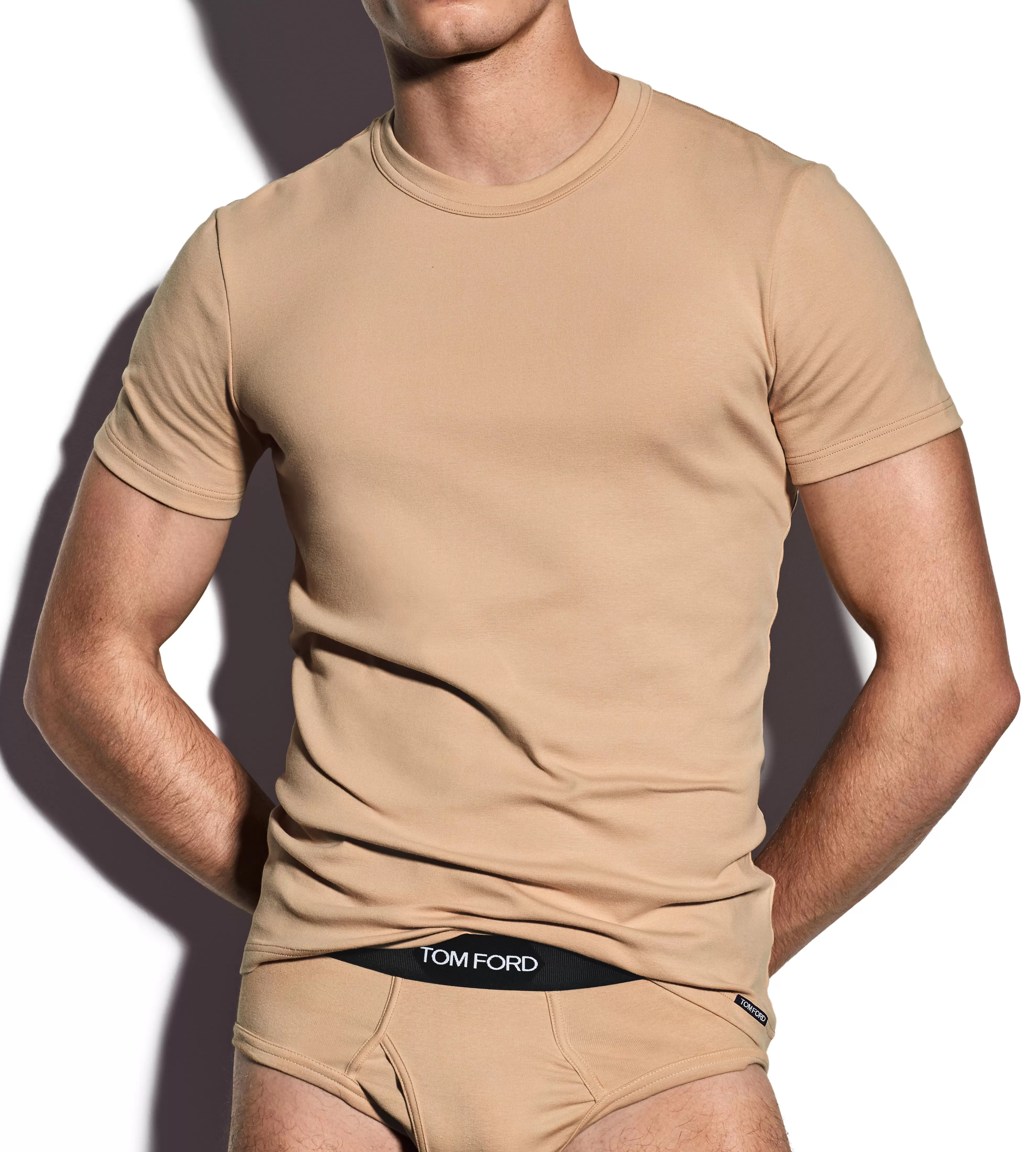 TOM FORD COTTON CREWNECK T-SHIRT NUDE 1^MEN T-SHIRTS