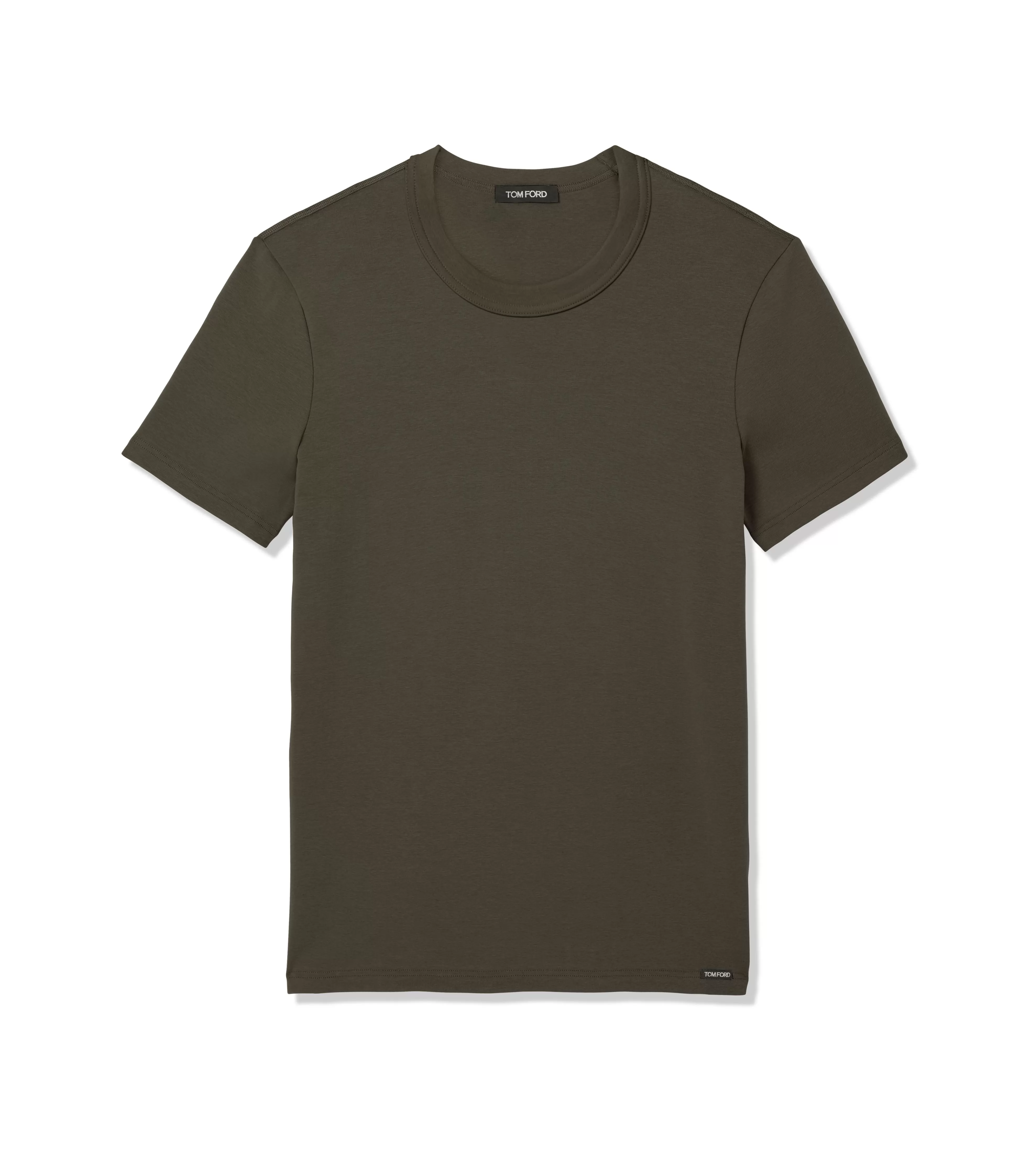 TOM FORD COTTON CREWNECK T-SHIRT MILITARY GREEN^MEN T-SHIRTS