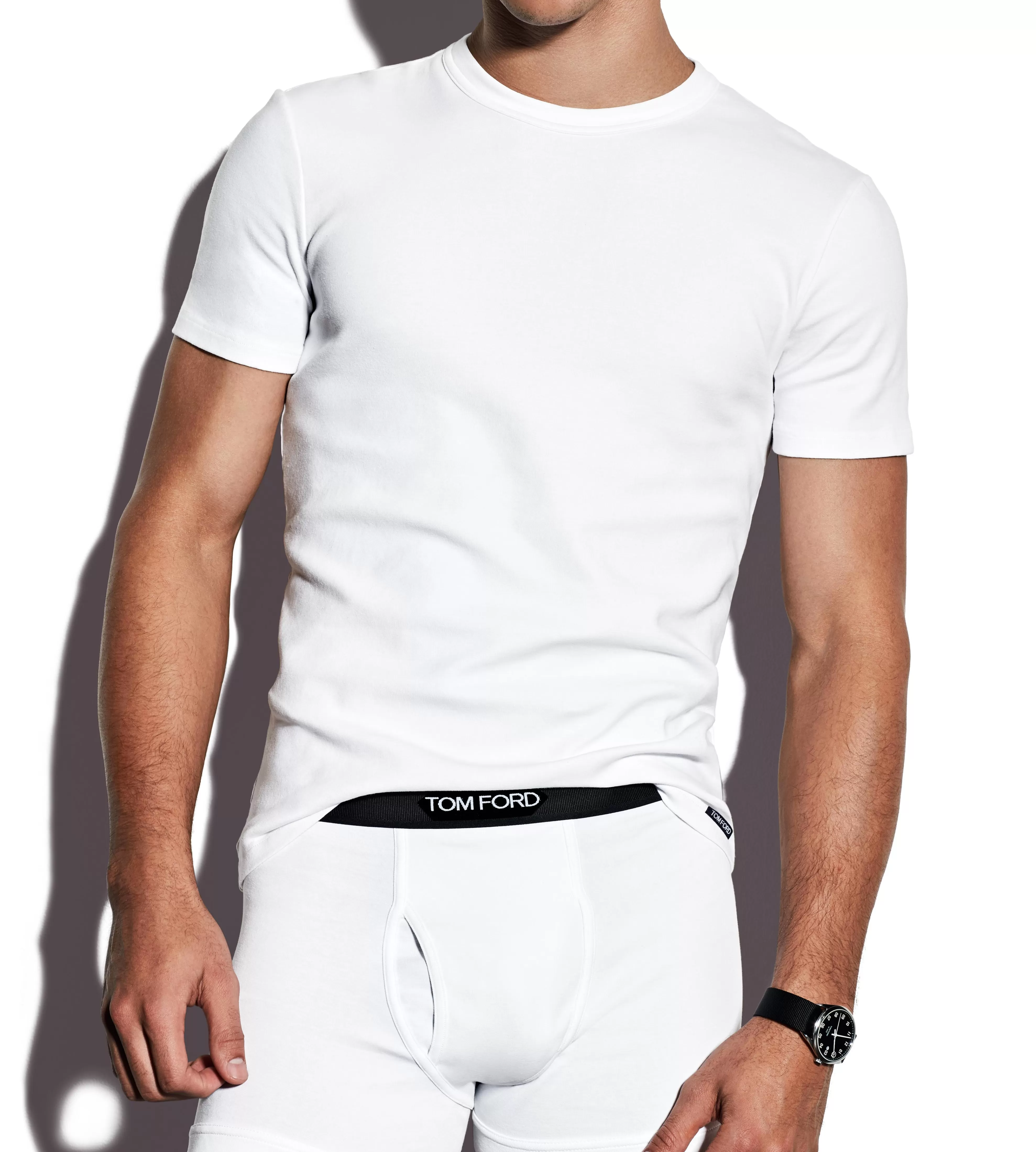 TOM FORD COTTON CREWNECK T-SHIRT WHITE^MEN T-SHIRTS