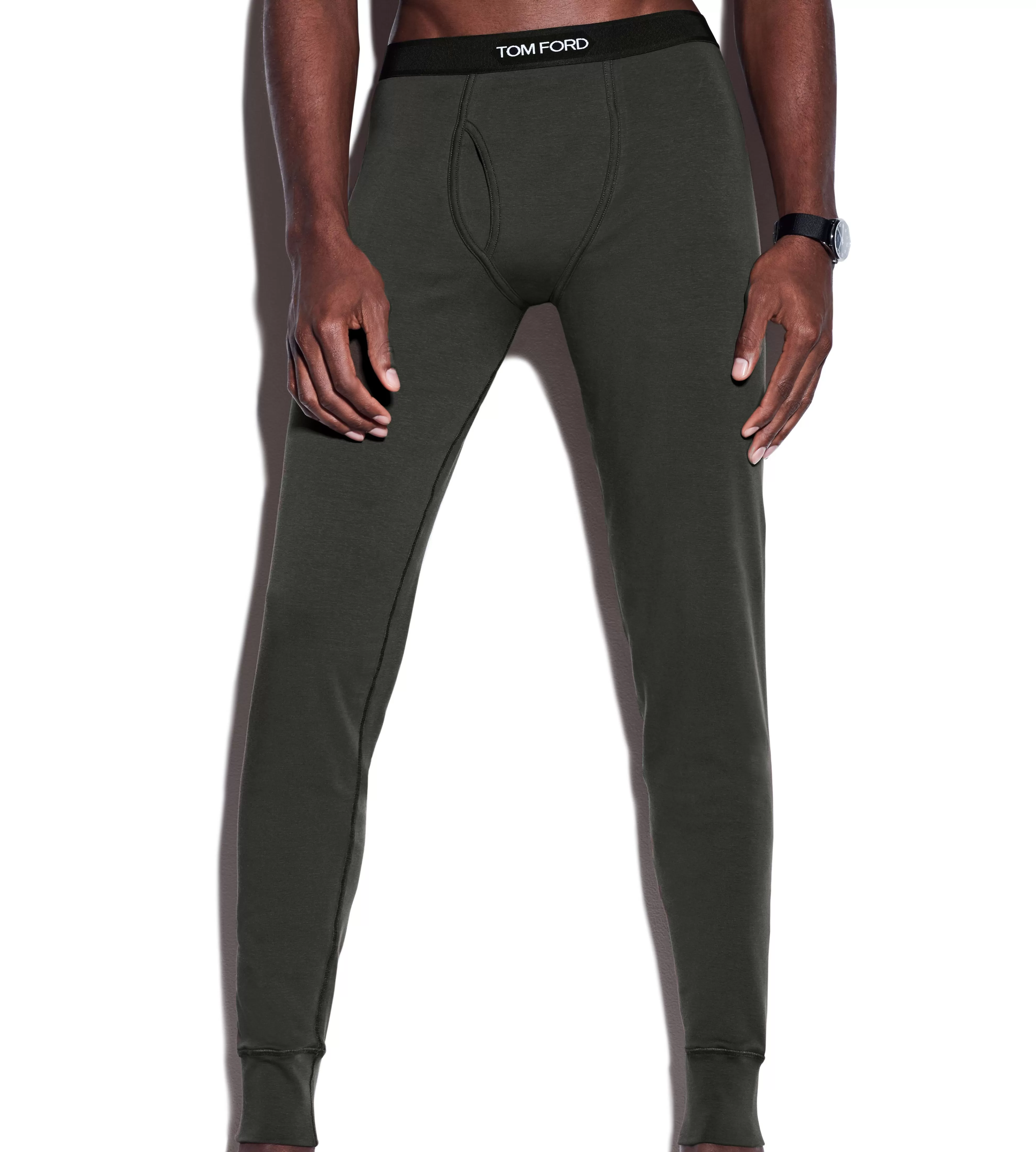 TOM FORD COTTON LONG JOHNS MILITARY GREEN^MEN PAJAMA PANTS & LONG JOHNS