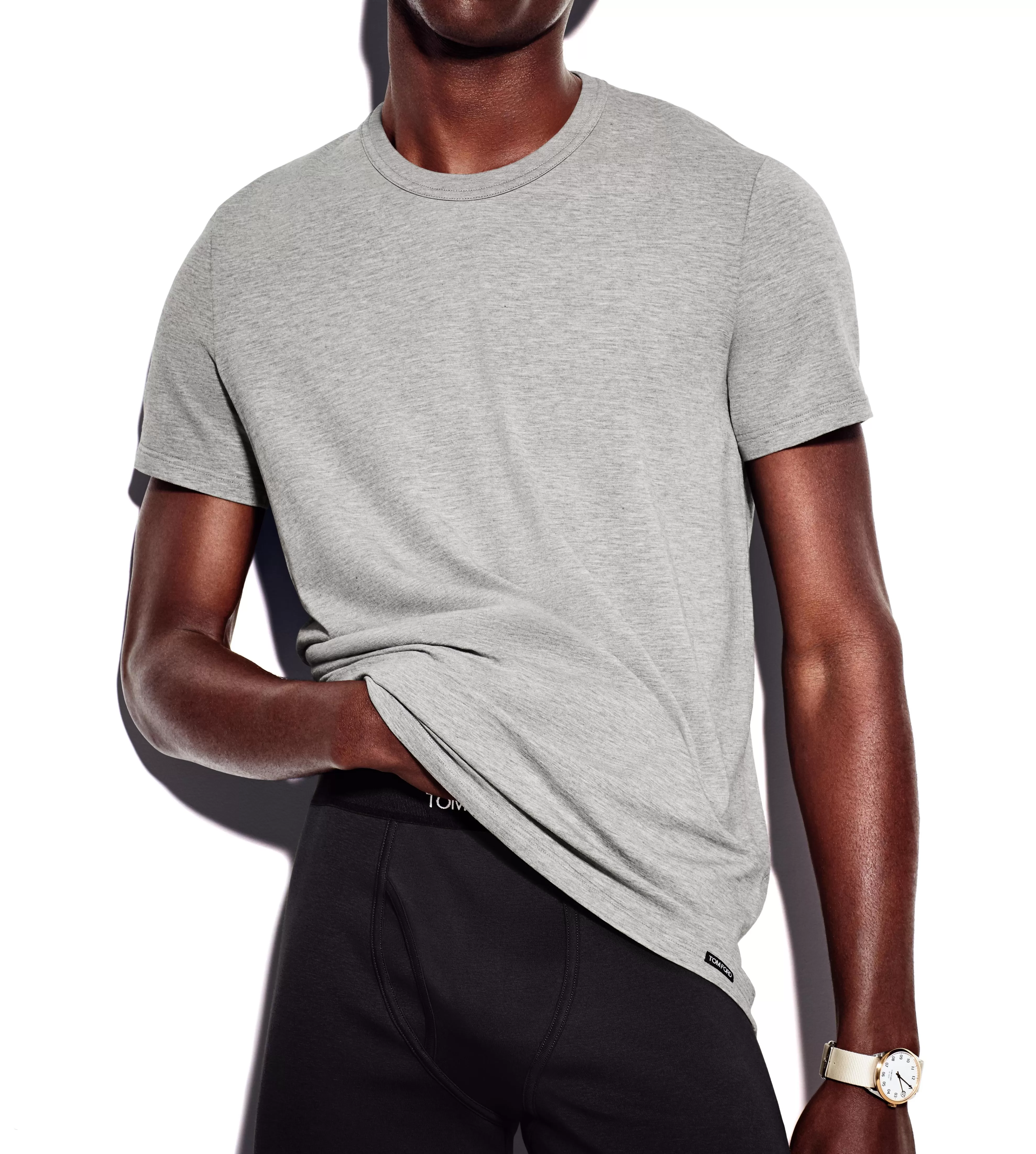 TOM FORD COTTON MODAL CREWNECK T-SHIRT GREY^MEN T-SHIRTS