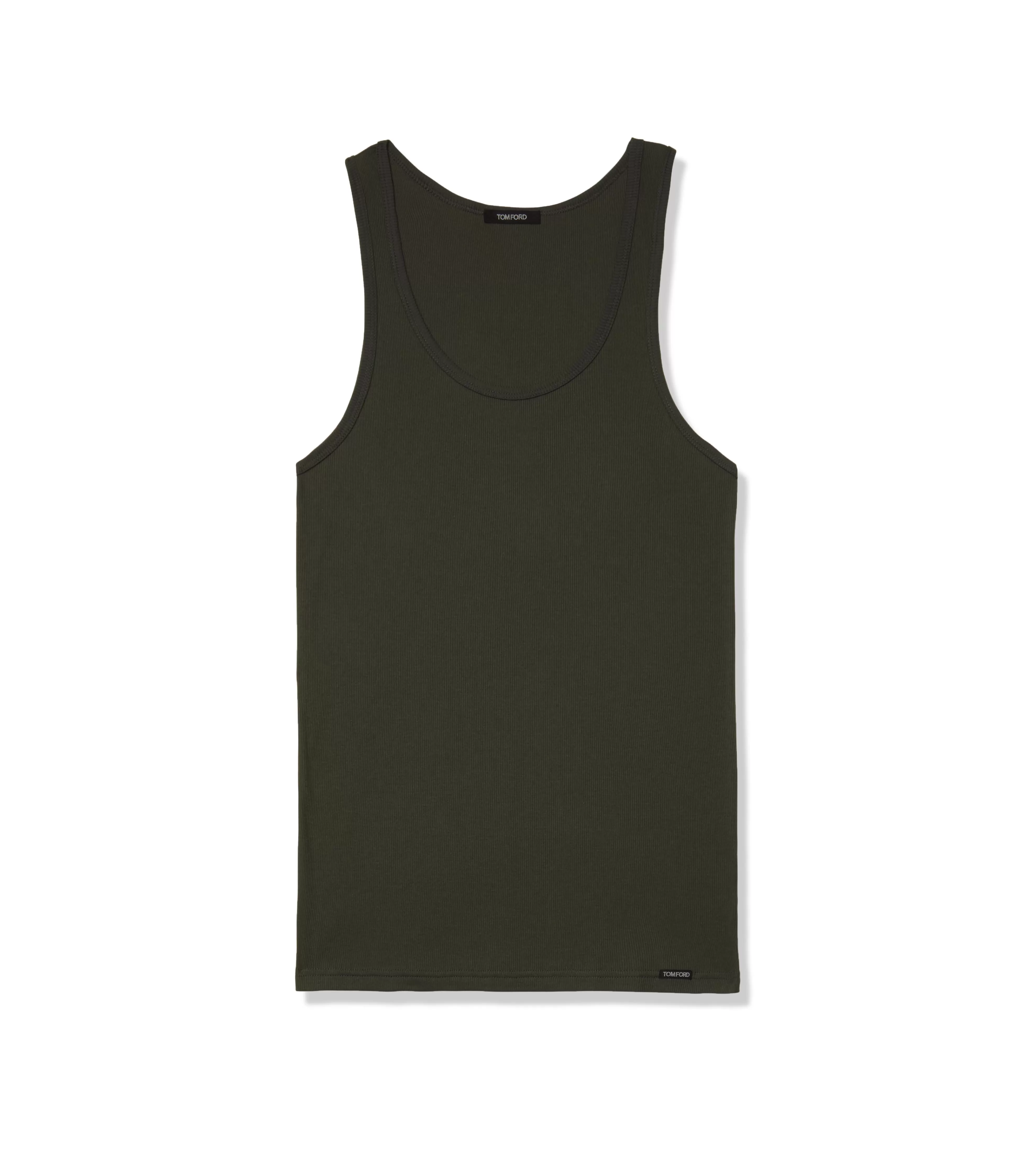 TOM FORD COTTON MODAL RIB TANK MILITARY GREEN^MEN T-SHIRTS