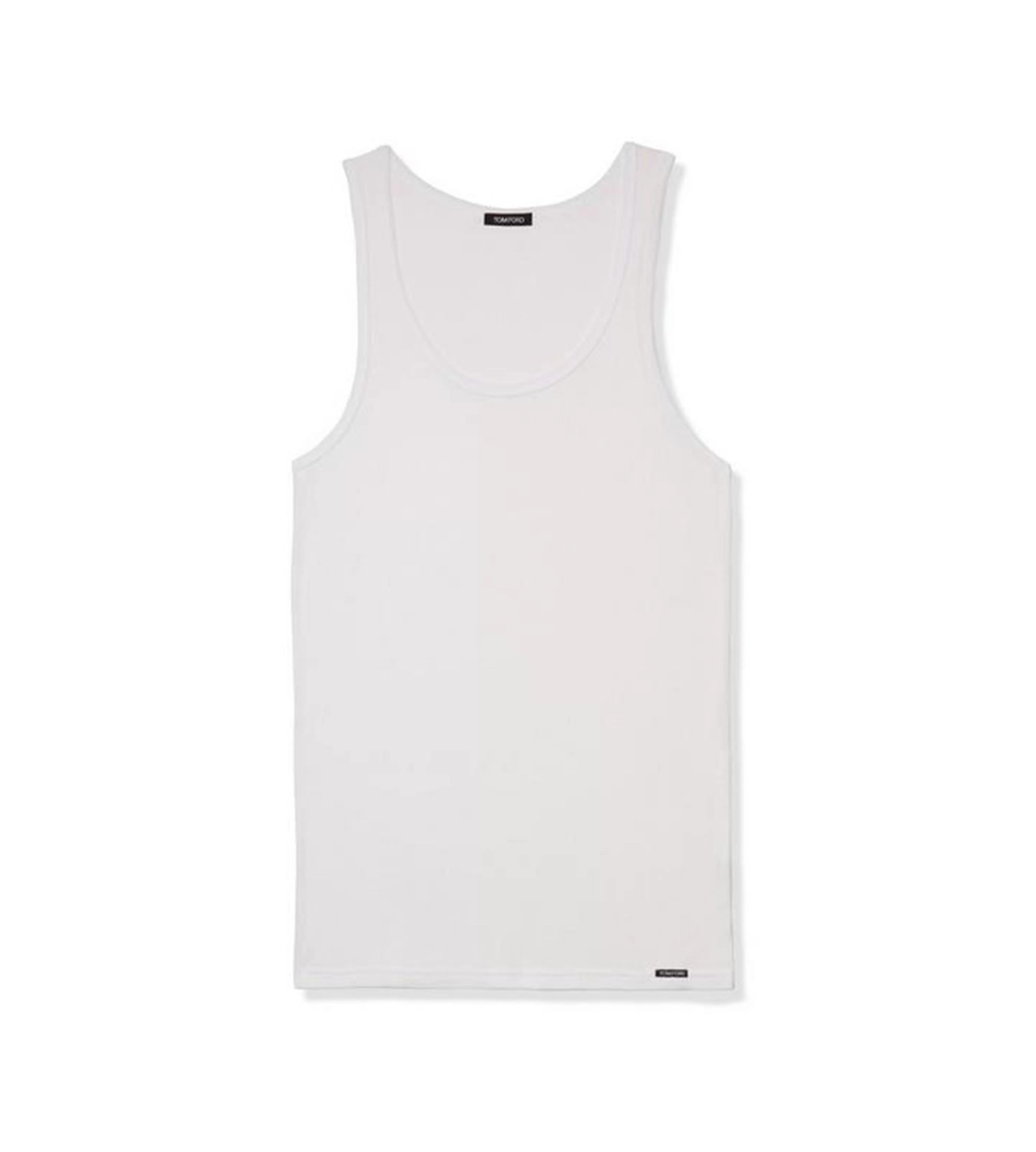 TOM FORD COTTON MODAL RIB TANK WHITE^MEN T-SHIRTS