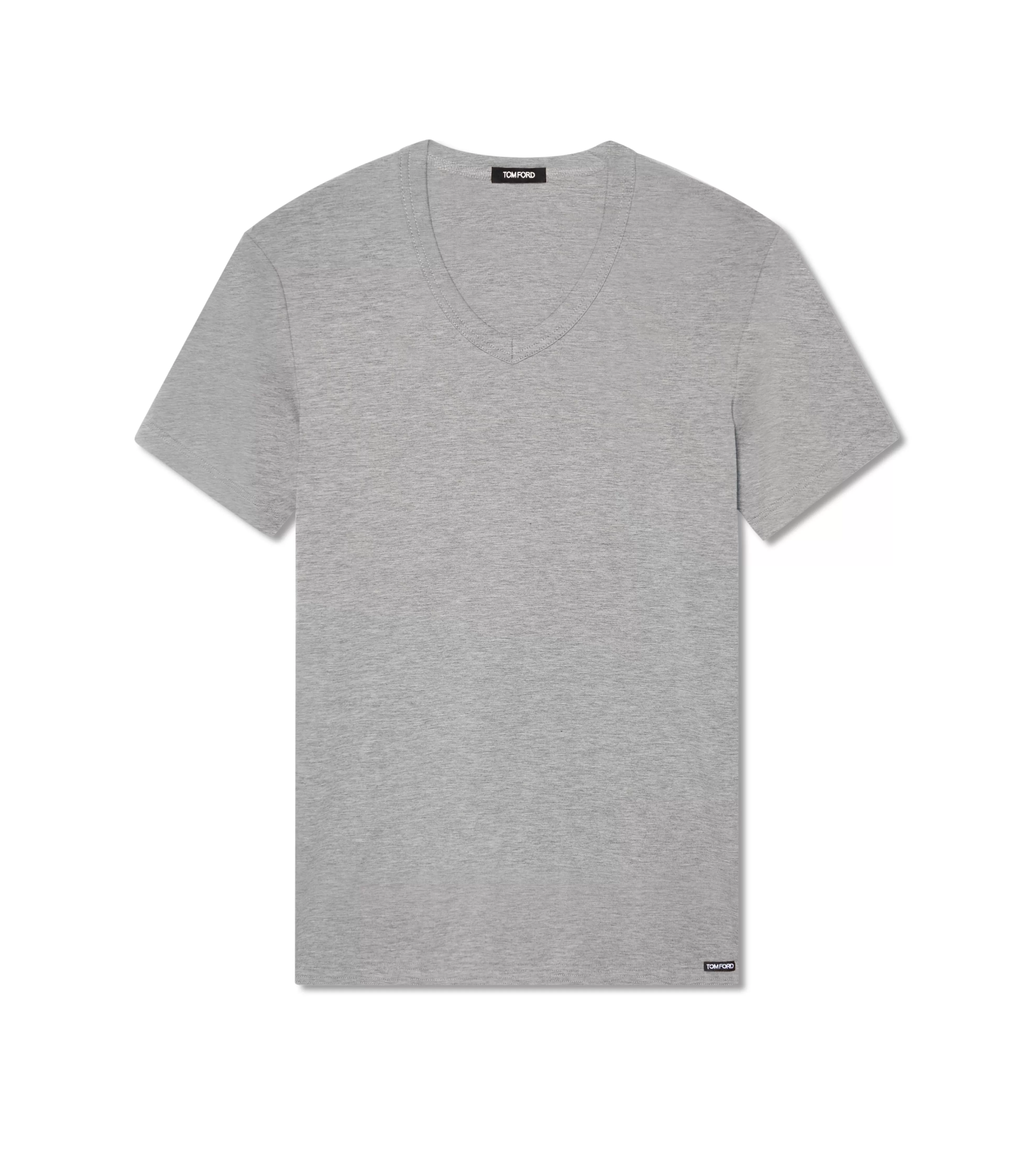 TOM FORD COTTON V-NECK T-SHIRT GREY^MEN T-SHIRTS