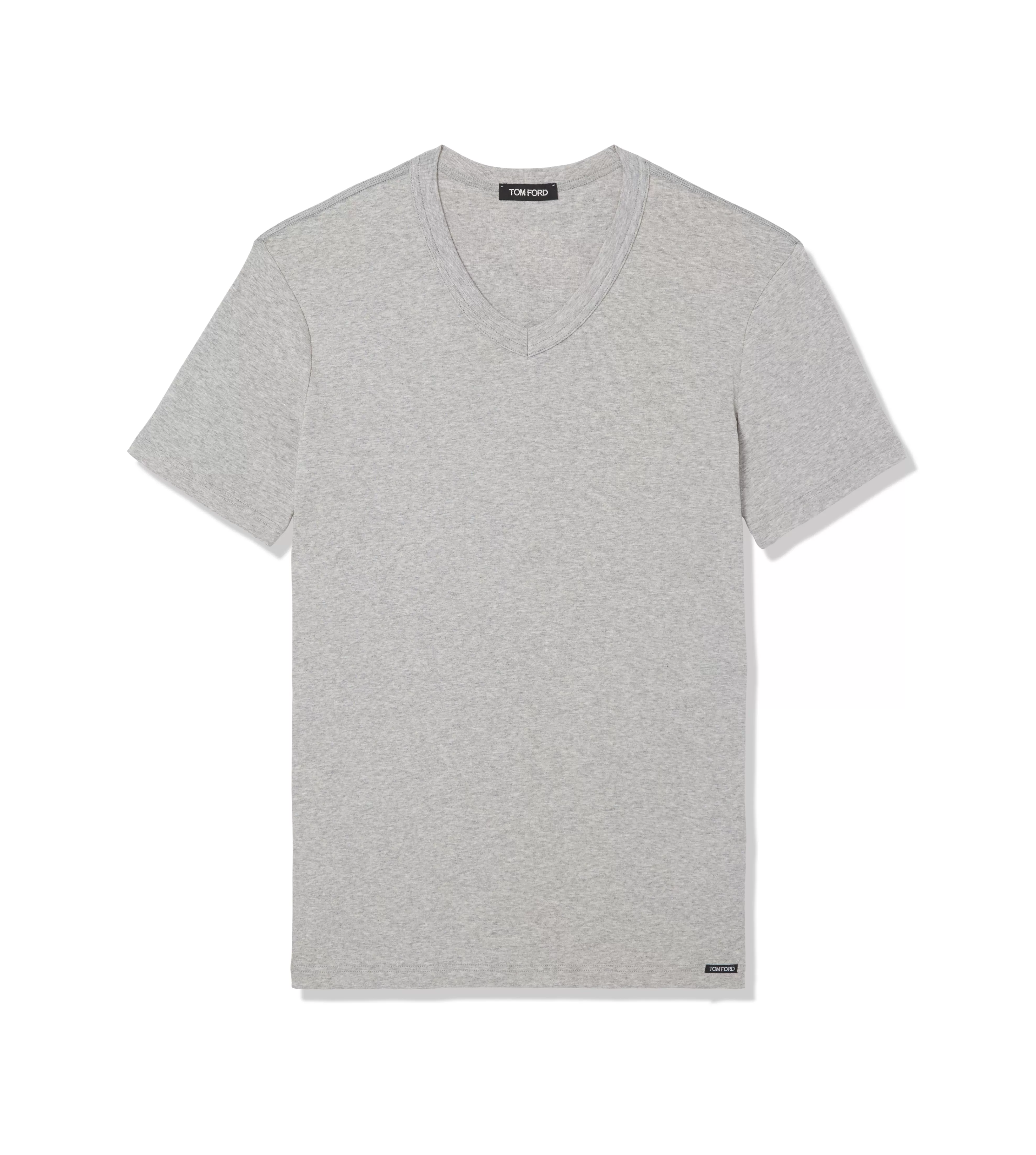 TOM FORD COTTON V-NECK T-SHIRT GREY^MEN T-SHIRTS