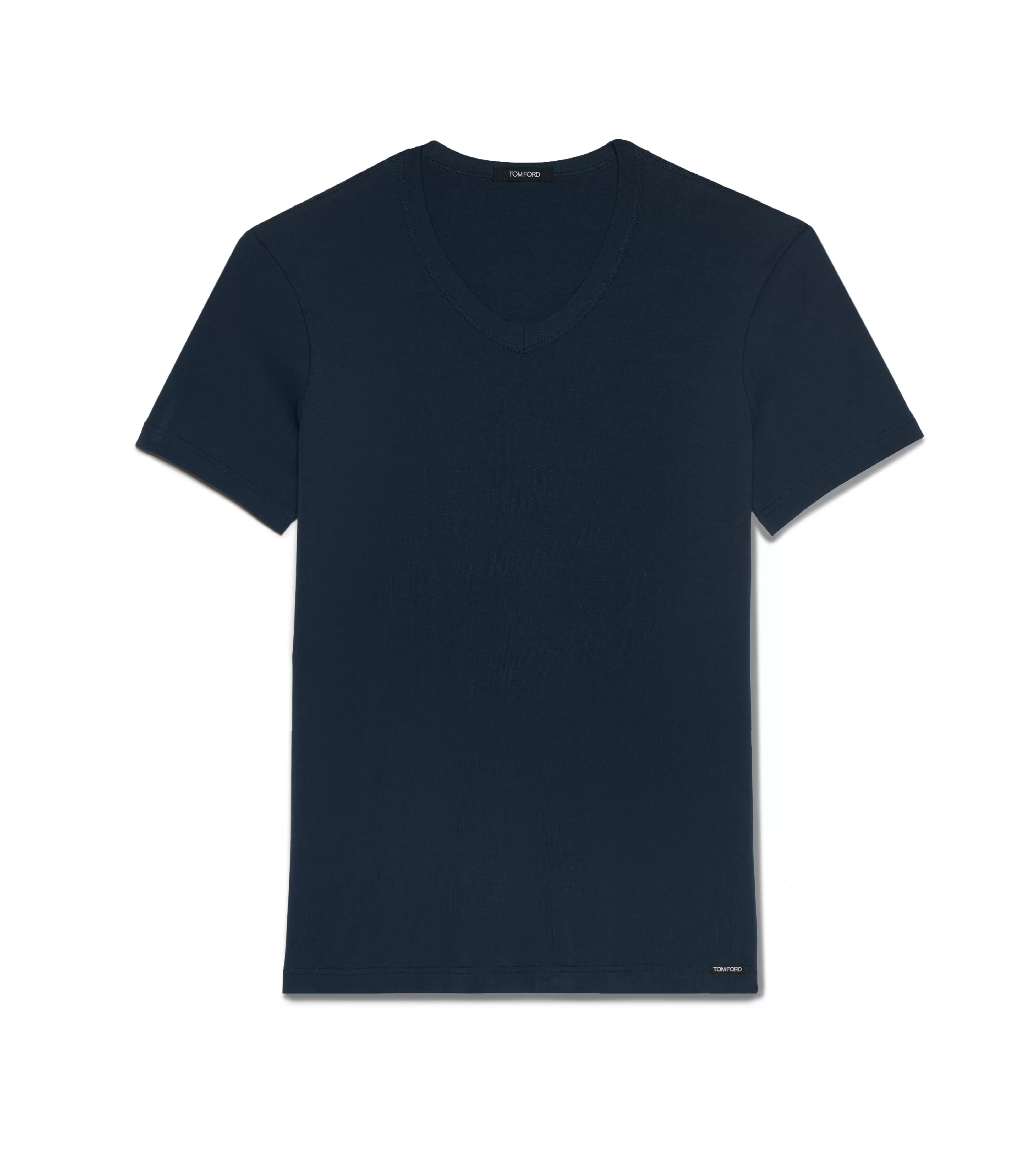 TOM FORD COTTON V-NECK T-SHIRT NAVY^MEN T-SHIRTS