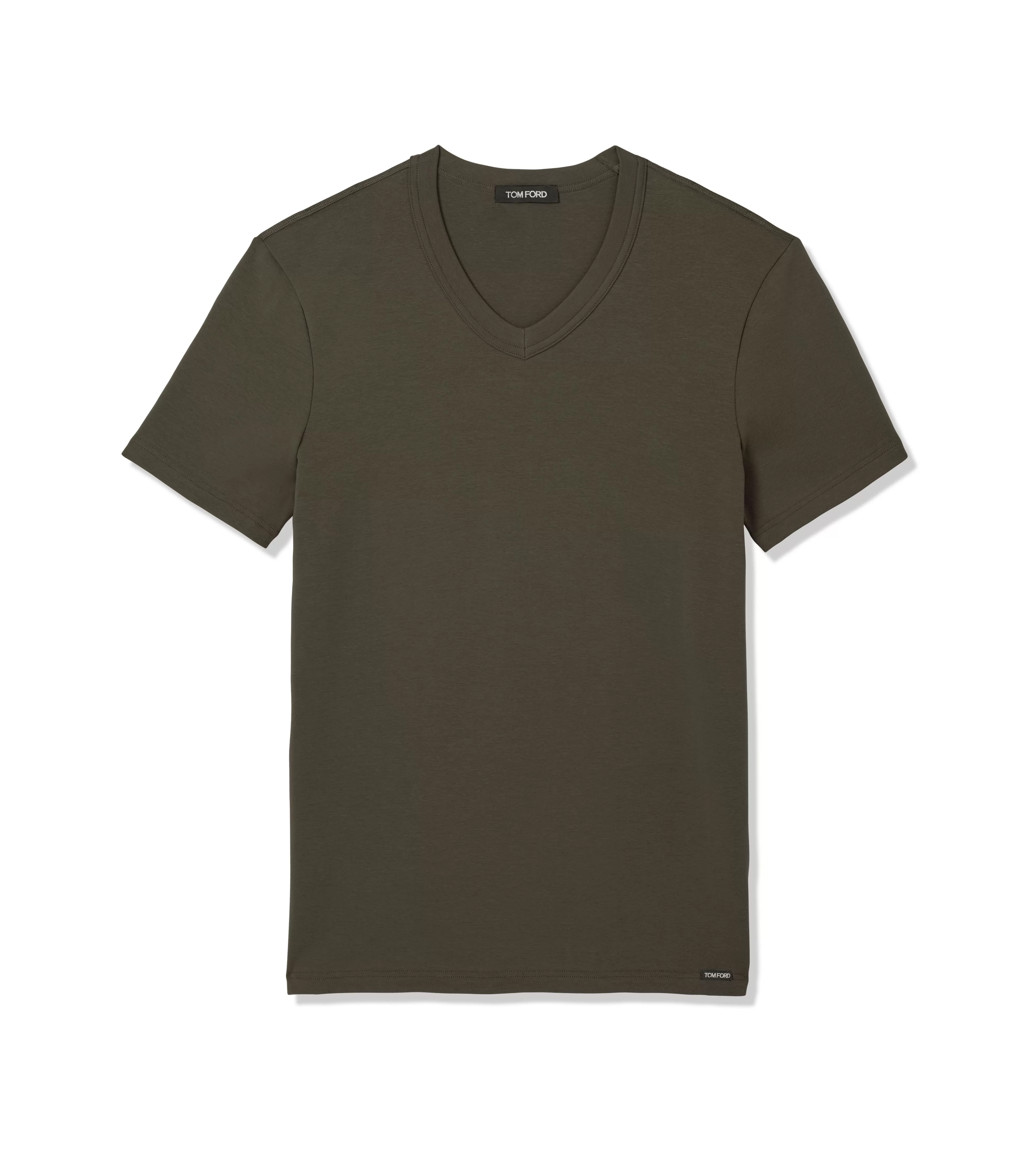 TOM FORD COTTON V-NECK T-SHIRT MILITARY GREEN^MEN T-SHIRTS