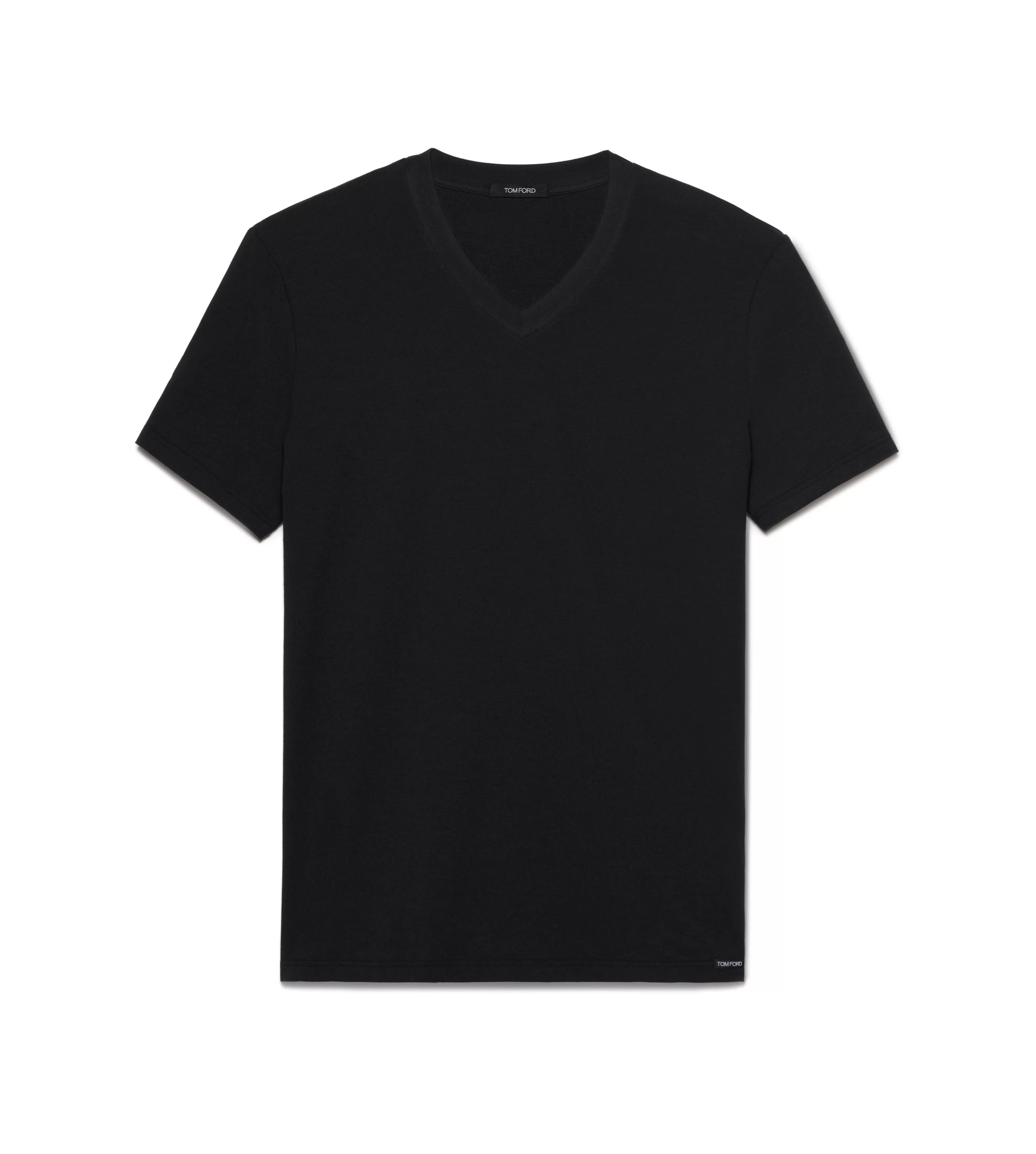 TOM FORD COTTON V-NECK T-SHIRT BLACK^MEN T-SHIRTS